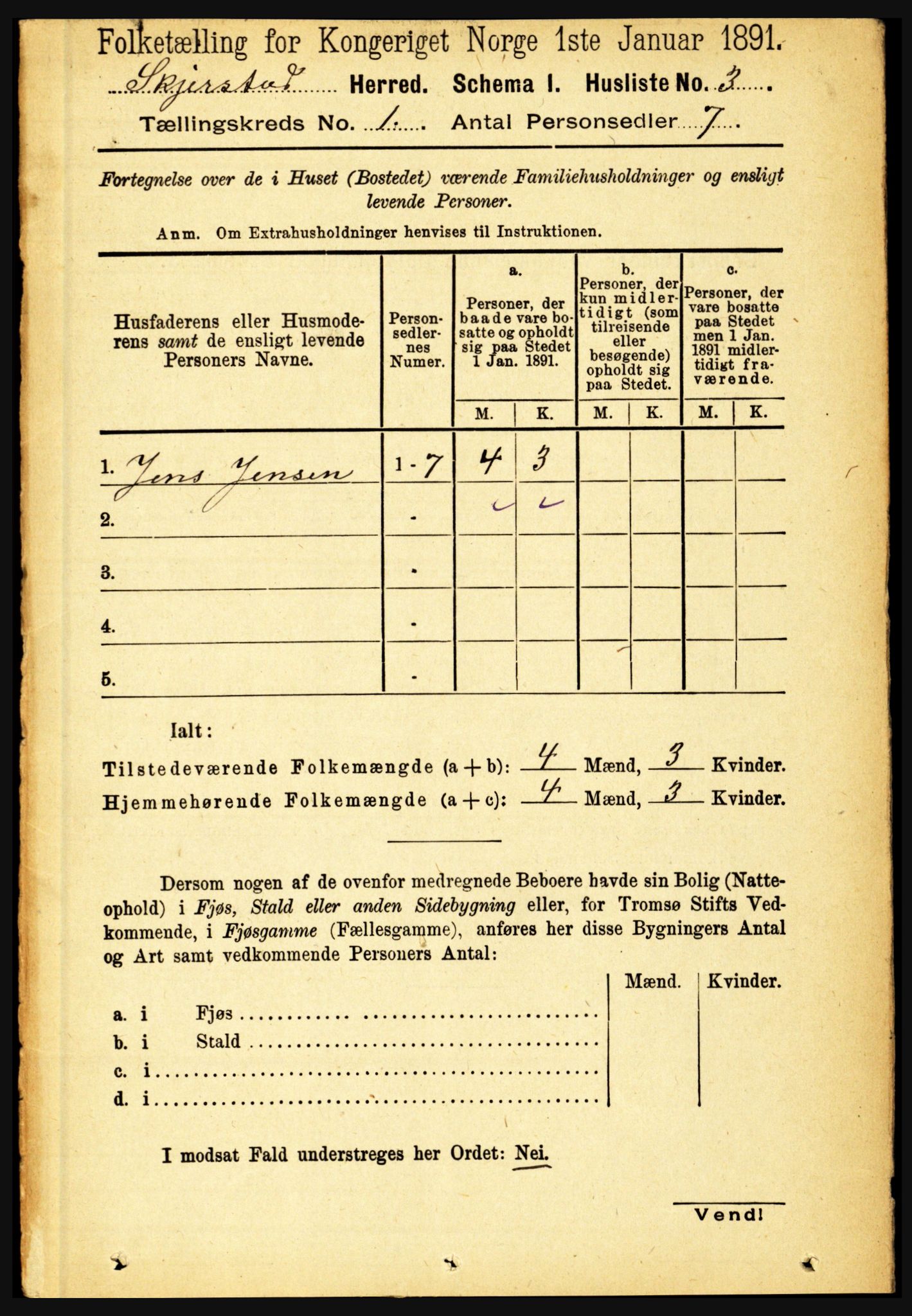 RA, 1891 census for 1842 Skjerstad, 1891, p. 36