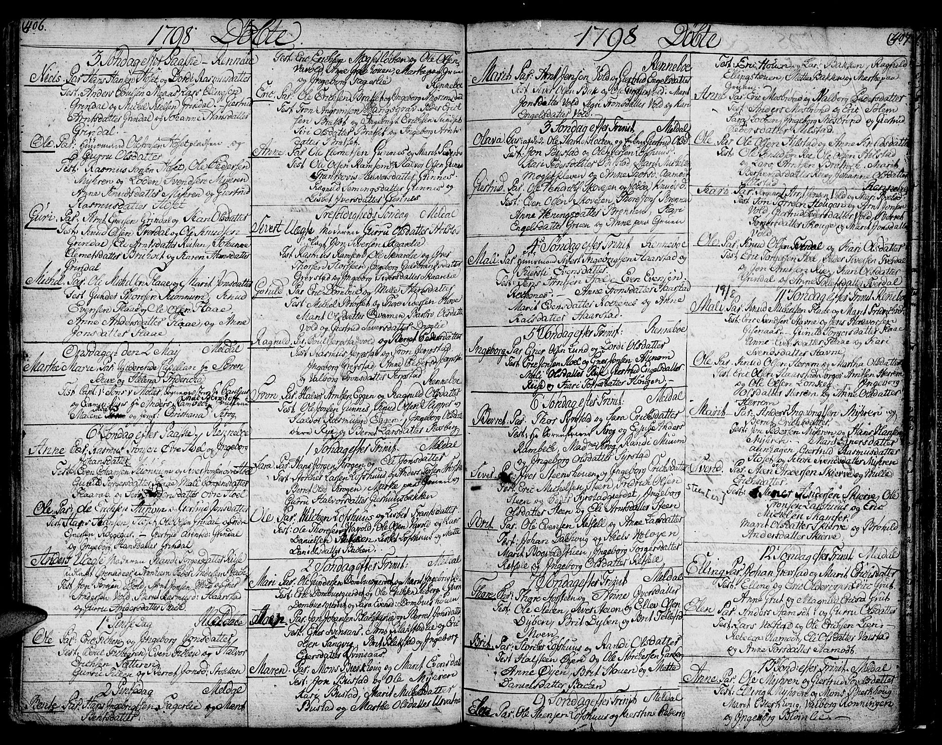 Ministerialprotokoller, klokkerbøker og fødselsregistre - Sør-Trøndelag, SAT/A-1456/672/L0852: Parish register (official) no. 672A05, 1776-1815, p. 406-407