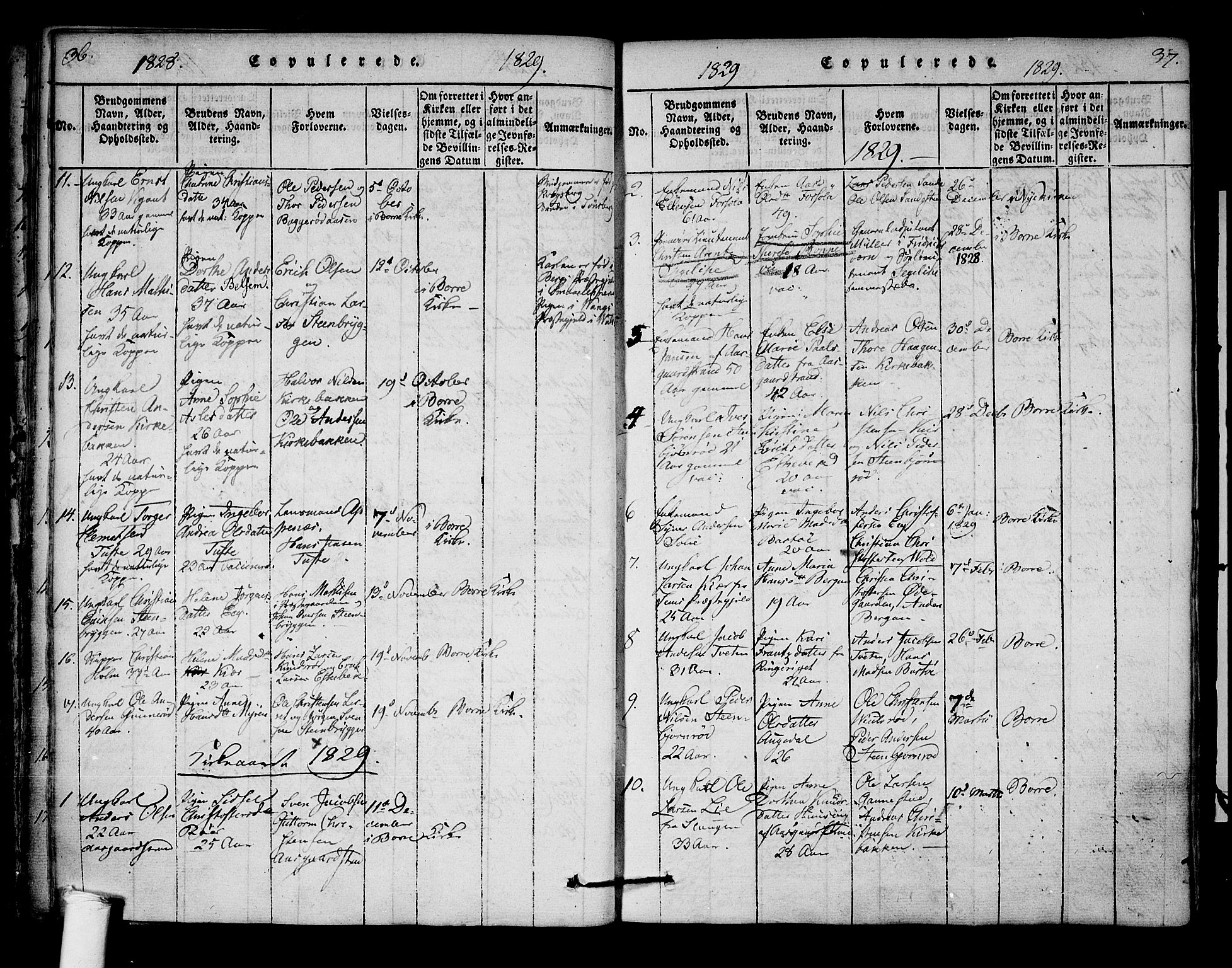 Borre kirkebøker, SAKO/A-338/F/Fa/L0004: Parish register (official) no. I 4, 1815-1845, p. 36-37