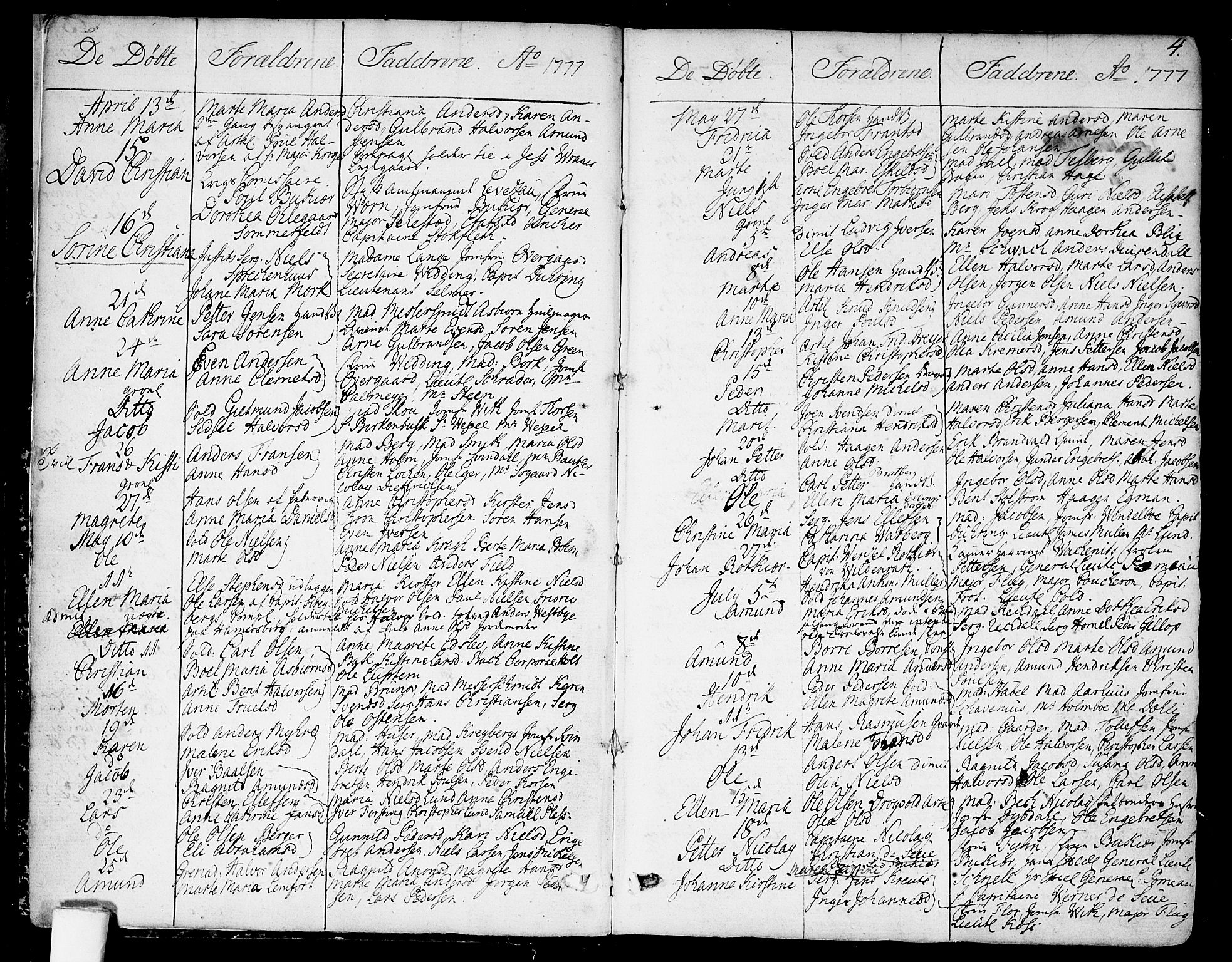 Garnisonsmenigheten Kirkebøker, AV/SAO-A-10846/F/Fa/L0003: Parish register (official) no. 3, 1777-1809, p. 4