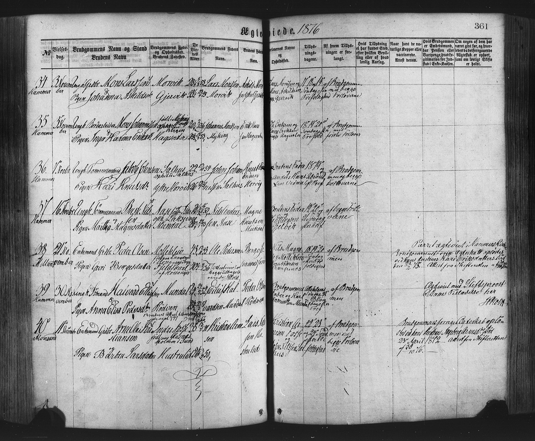 Hamre sokneprestembete, AV/SAB-A-75501/H/Ha/Haa/Haaa/L0015: Parish register (official) no. A 15, 1870-1881, p. 361