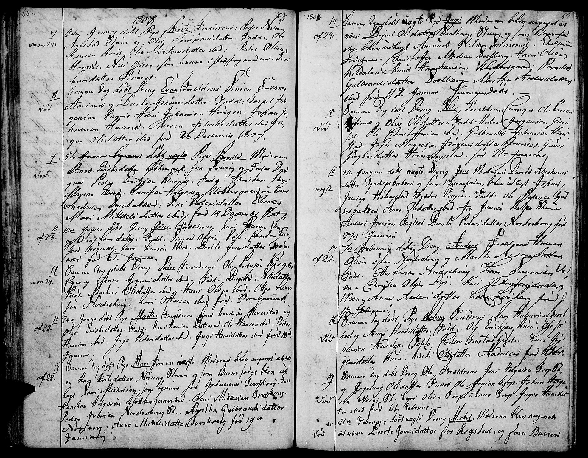 Løten prestekontor, AV/SAH-PREST-022/K/Ka/L0004: Parish register (official) no. 4, 1801-1814, p. 66-67