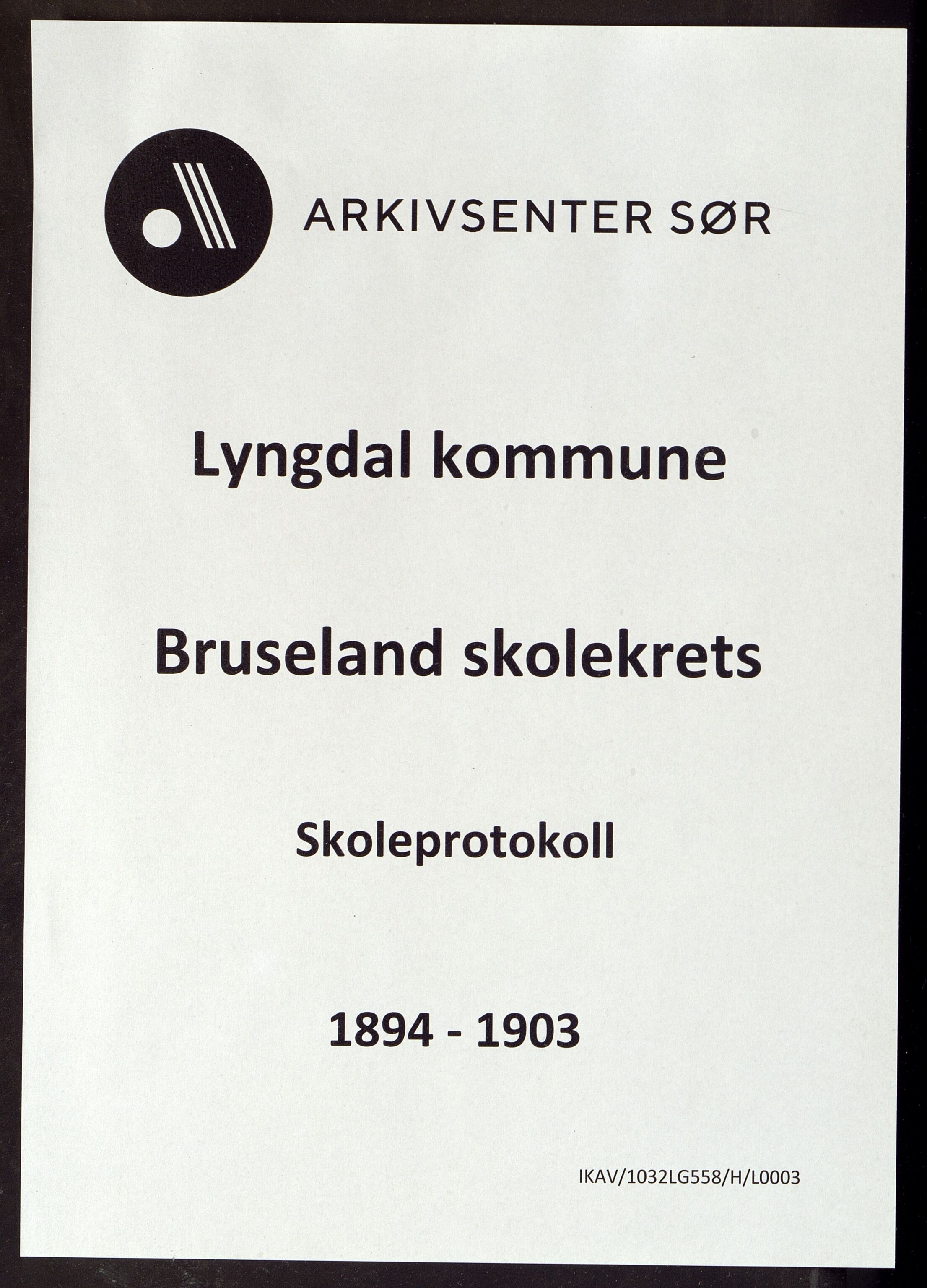 Lyngdal kommune - Bruseland Skolekrets, ARKSOR/1032LG558/H/L0003: Skoleprotokoll, 1894-1903