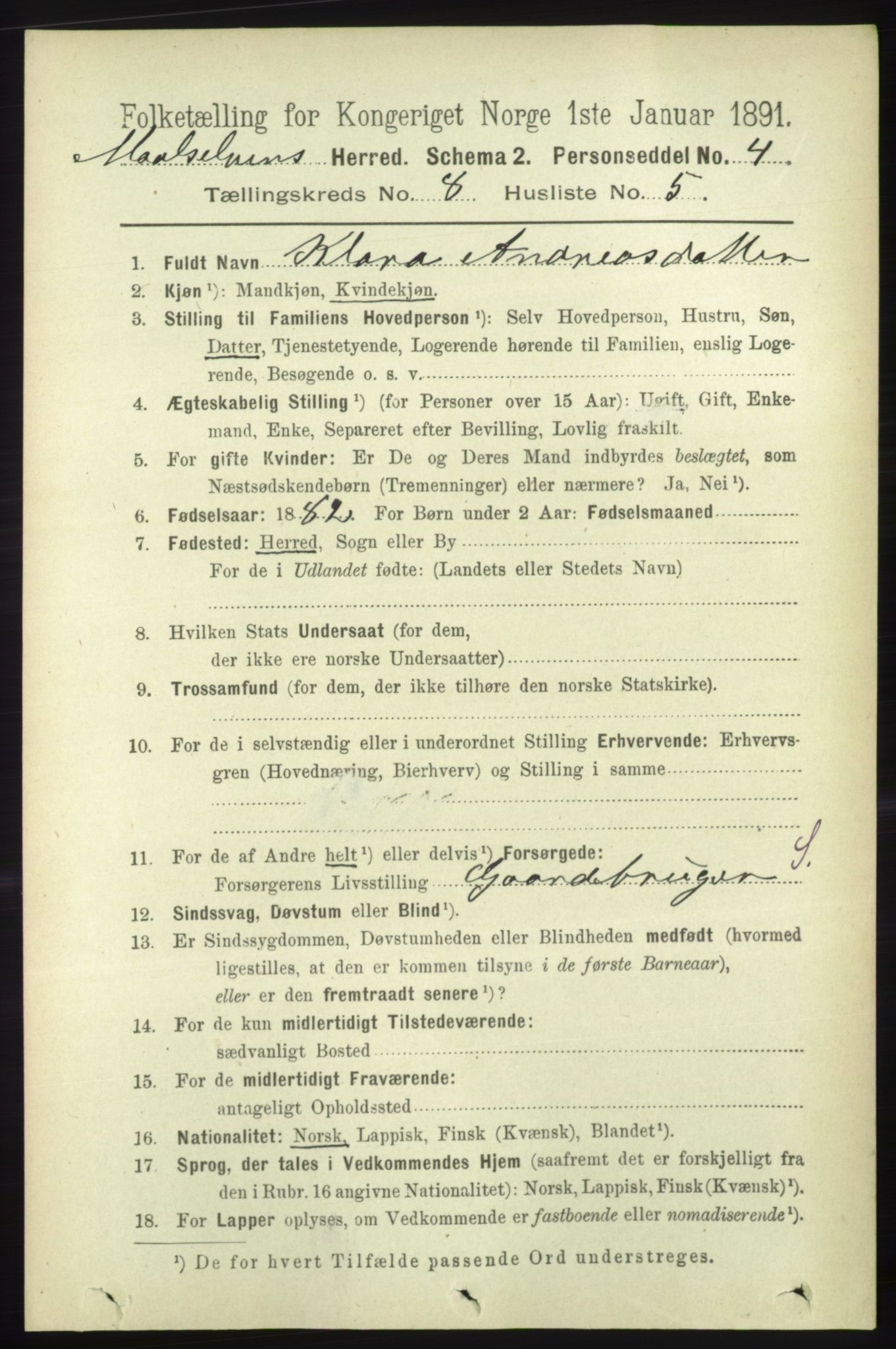 RA, 1891 census for 1924 Målselv, 1891, p. 2559