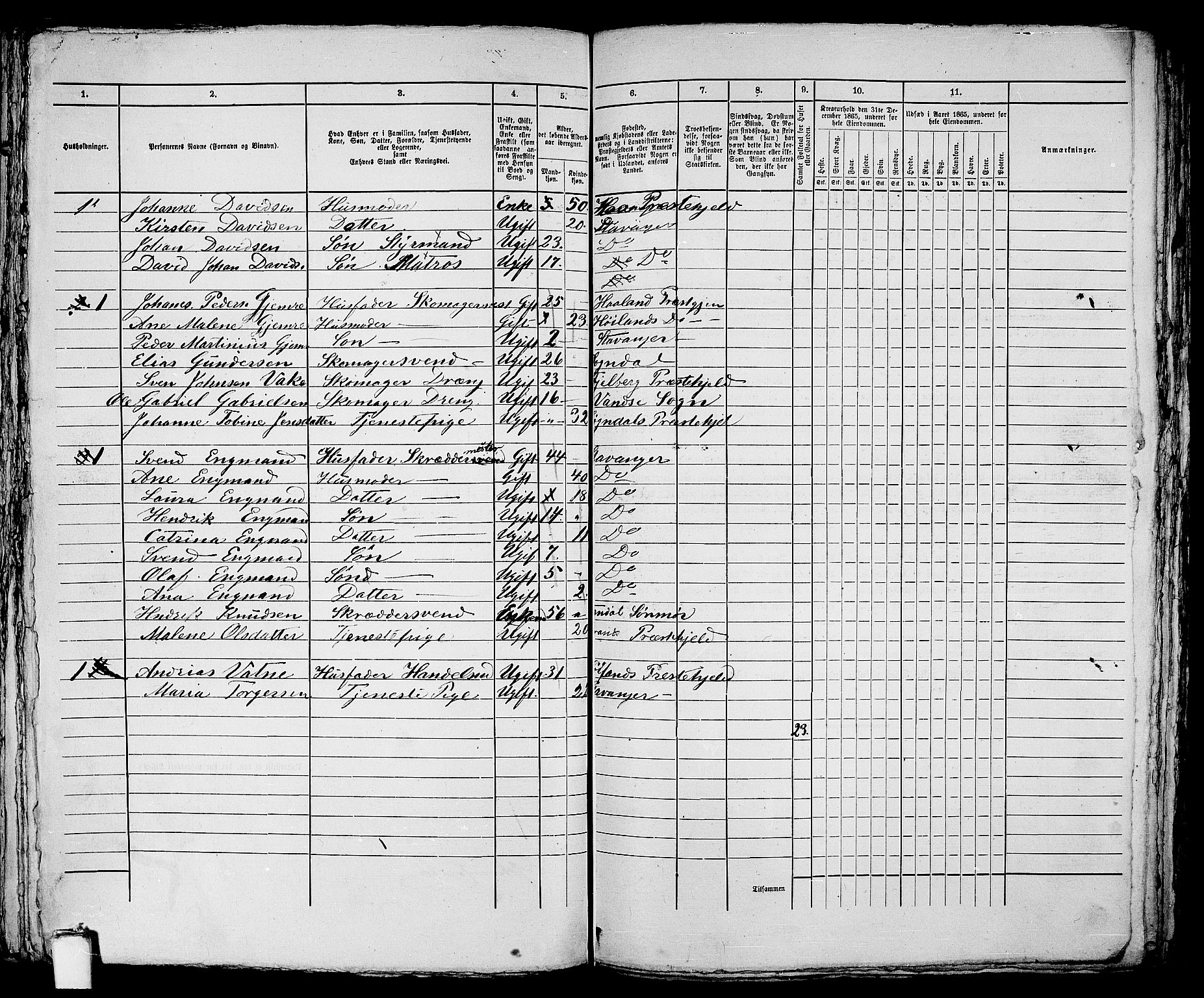 RA, 1865 census for Stavanger, 1865, p. 1293