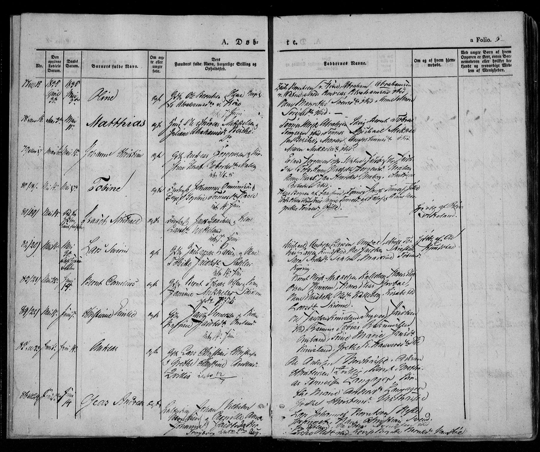 Lista sokneprestkontor, AV/SAK-1111-0027/F/Fa/L0009: Parish register (official) no. A 9, 1835-1846, p. 5