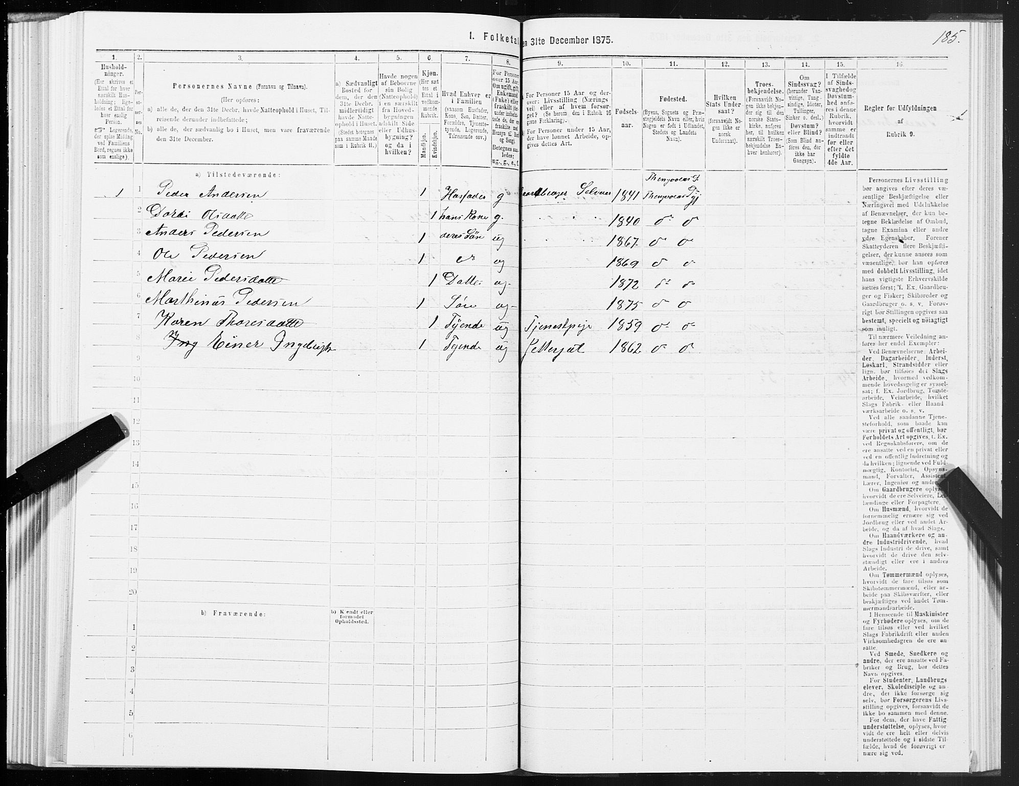 SAT, 1875 census for 1560P Tingvoll, 1875, p. 2185