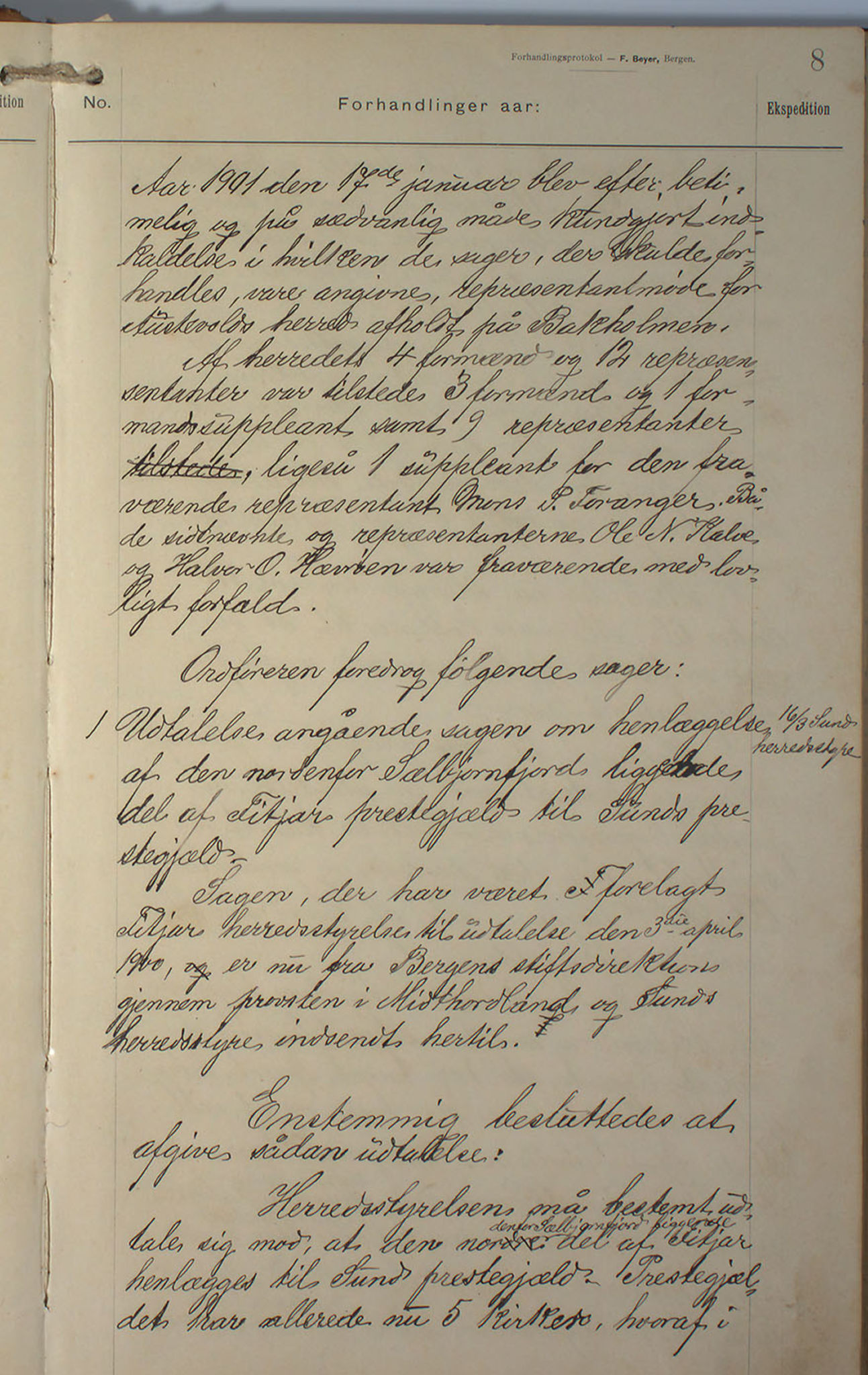 Austevoll kommune. Formannskapet, IKAH/1244-021/A/Aa/L0002a: Møtebok for heradstyret, 1901-1910, p. 14