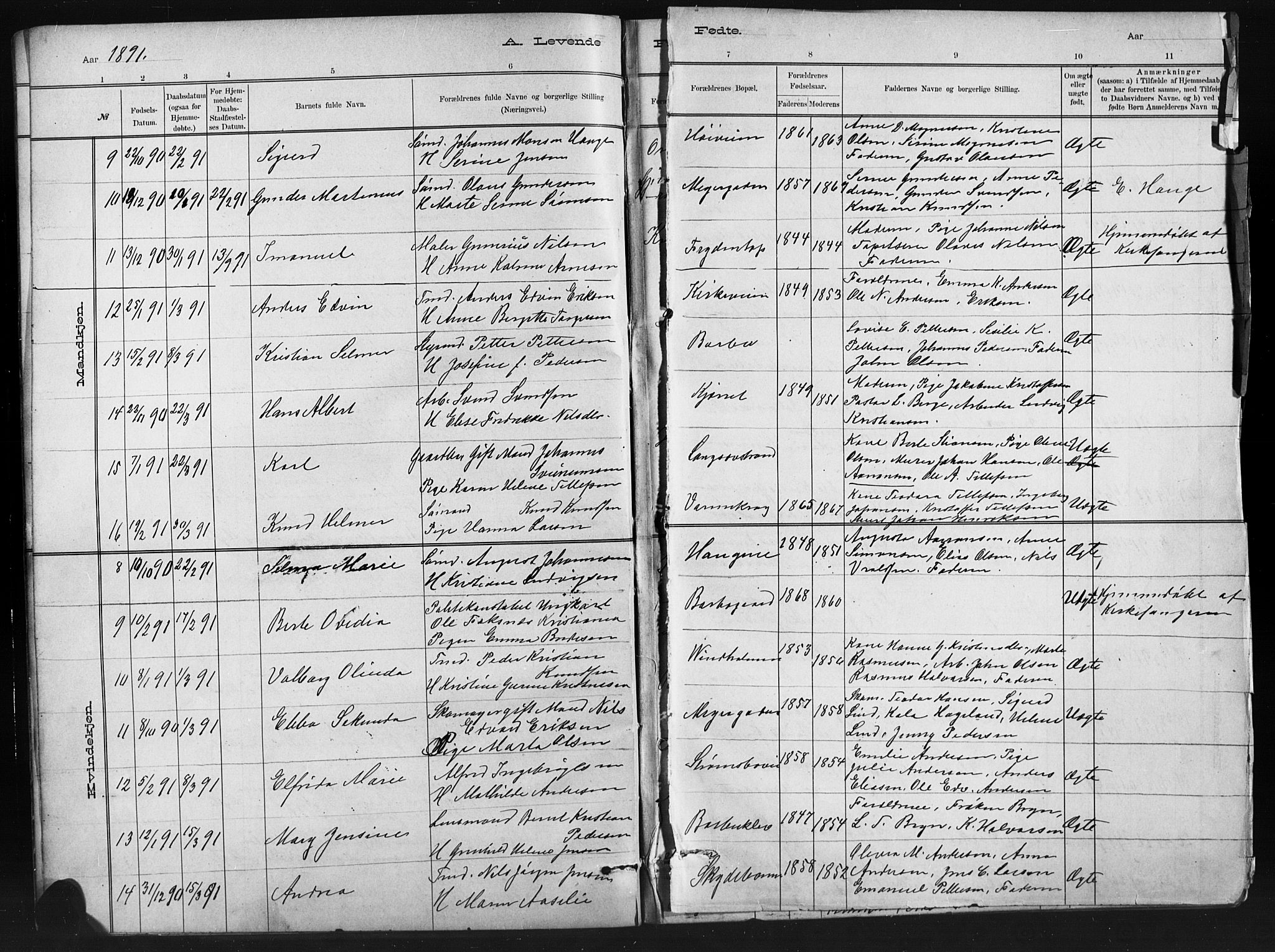 Barbu sokneprestkontor, AV/SAK-1111-0003/F/Fb/L0002: Parish register (copy) no. B 2, 1890-1922, p. 7