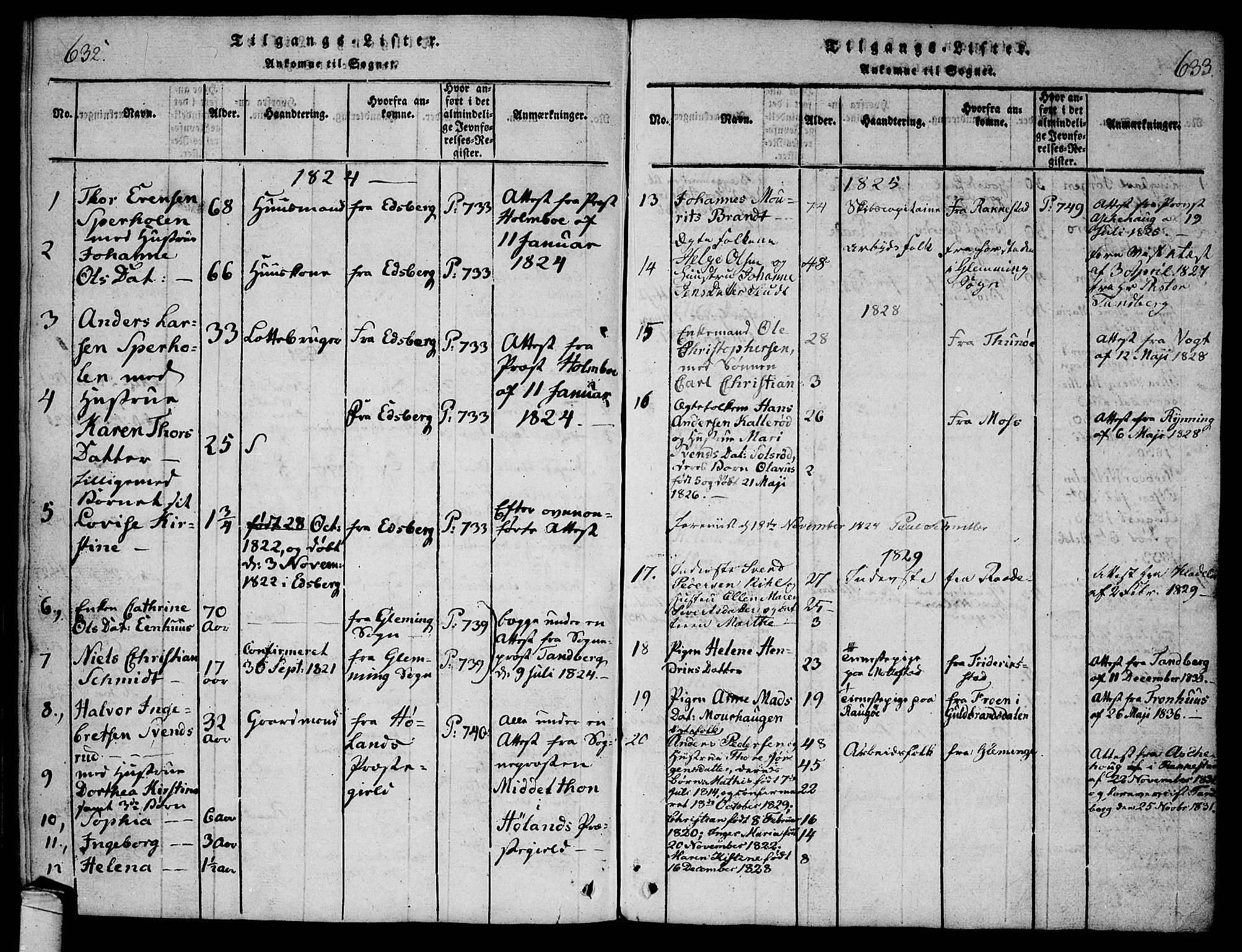 Onsøy prestekontor Kirkebøker, AV/SAO-A-10914/F/Fa/L0002: Parish register (official) no. I 2, 1814-1840, p. 632-633