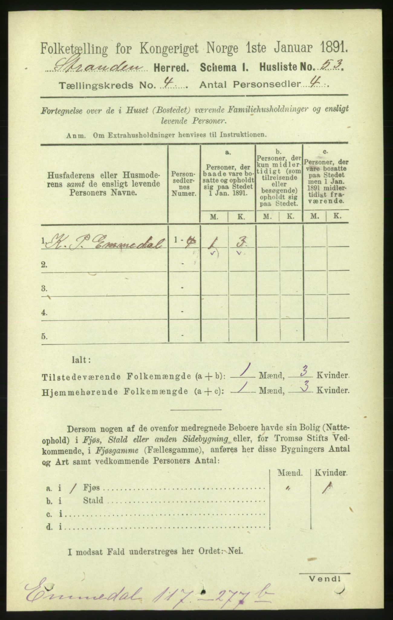 RA, 1891 census for 1525 Stranda, 1891, p. 802