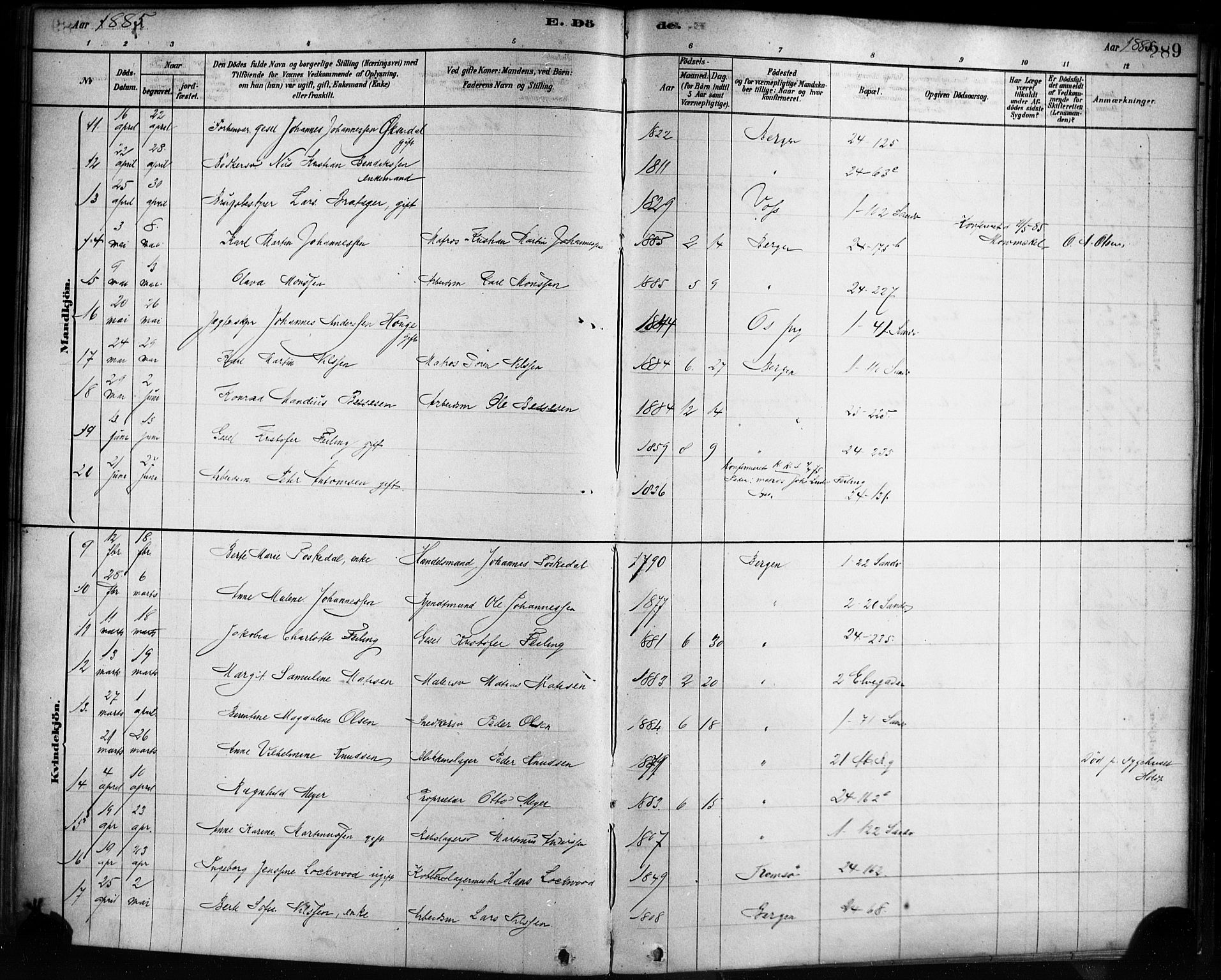 Sandviken Sokneprestembete, AV/SAB-A-77601/H/Ha/L0002: Parish register (official) no. A 2, 1878-1896, p. 289