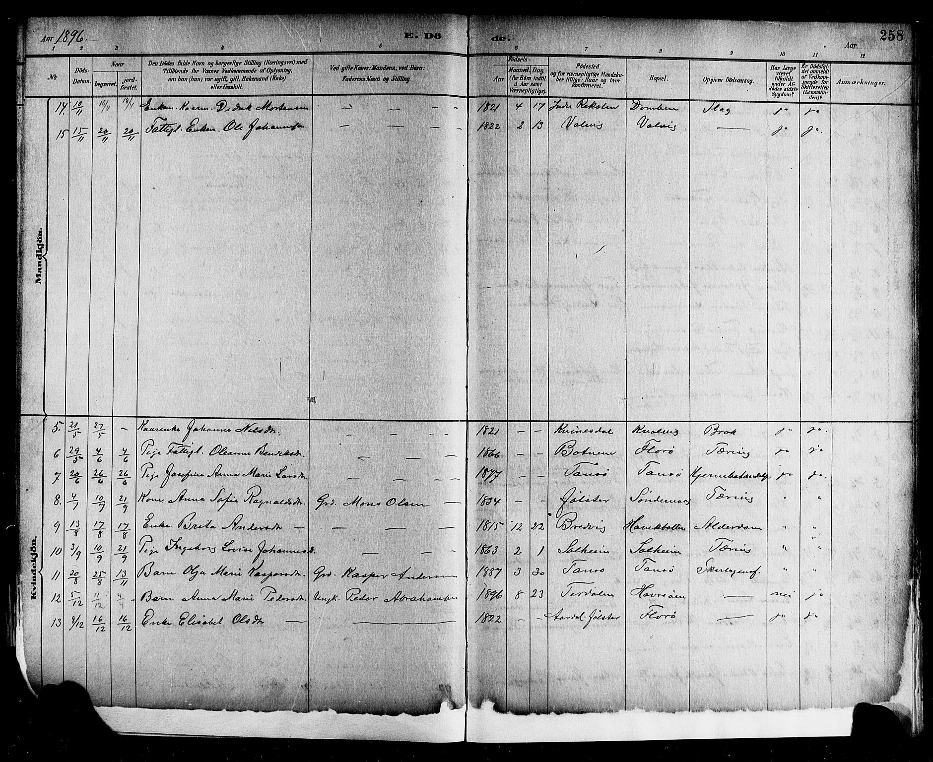 Kinn sokneprestembete, SAB/A-80801/H/Hab/Haba/L0002: Parish register (copy) no. A 2, 1882-1906, p. 258