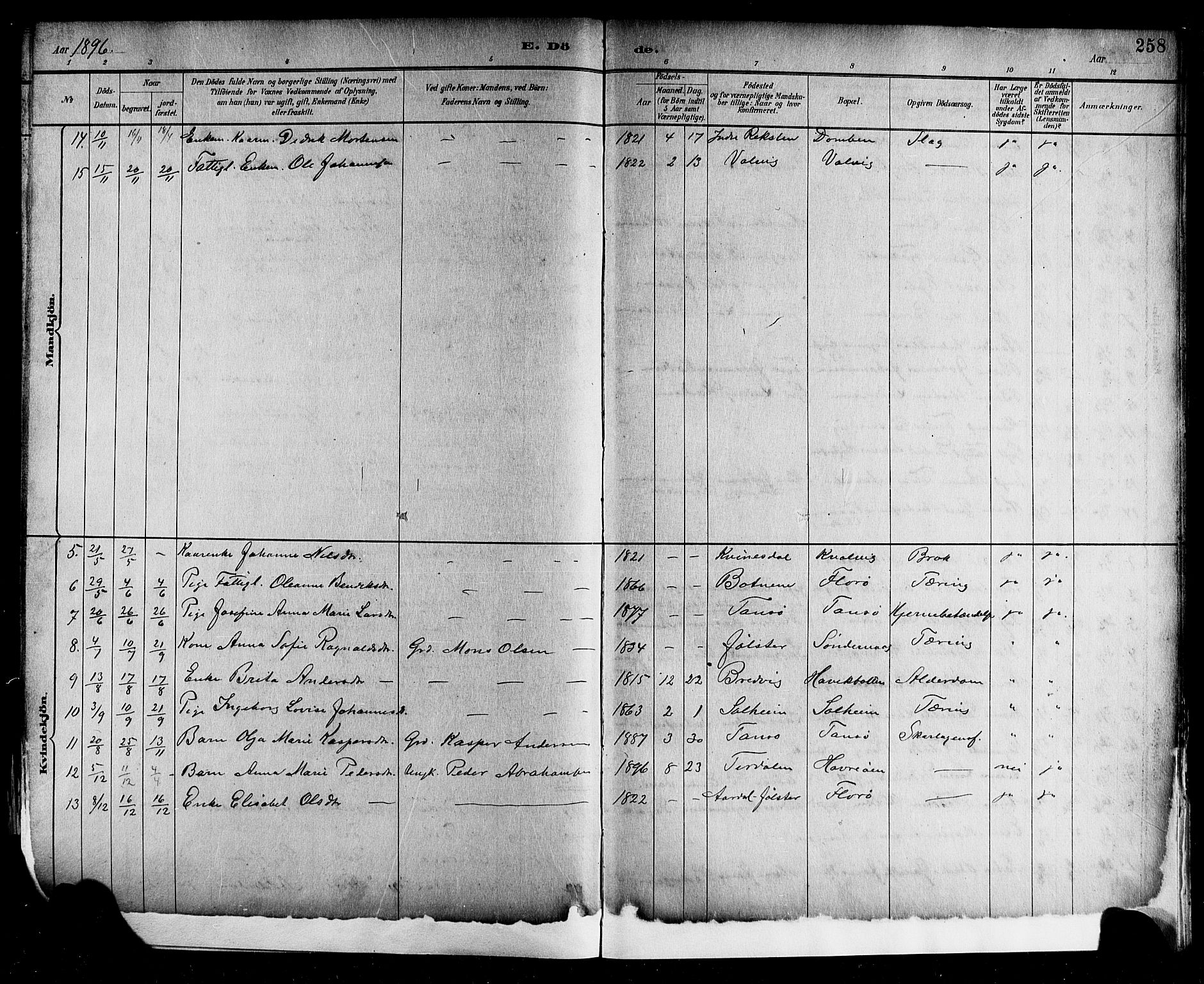 Kinn sokneprestembete, AV/SAB-A-80801/H/Hab/Haba/L0002: Parish register (copy) no. A 2, 1882-1906, p. 258