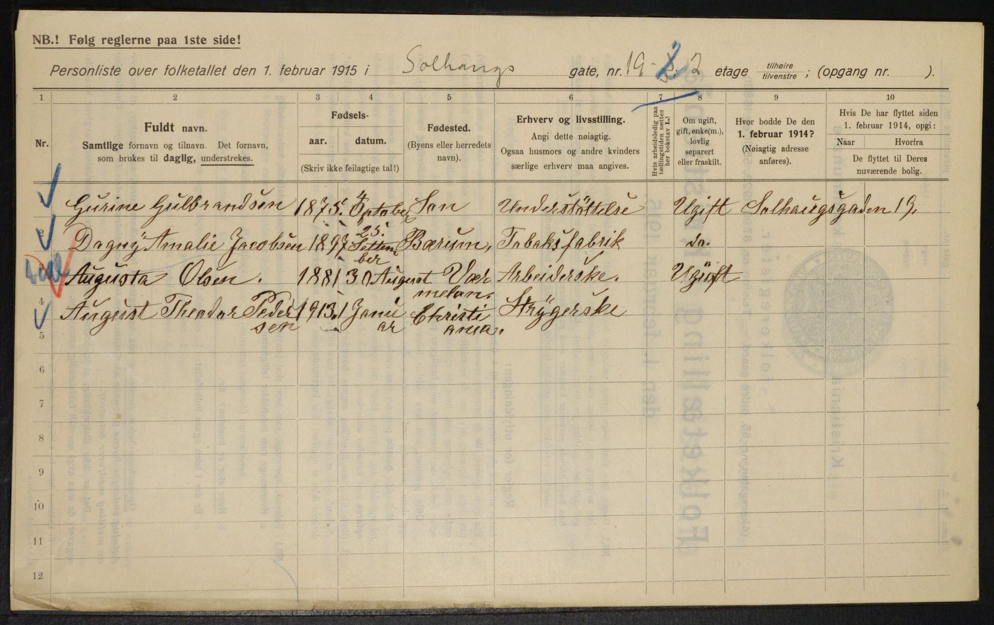 OBA, Municipal Census 1915 for Kristiania, 1915, p. 99371