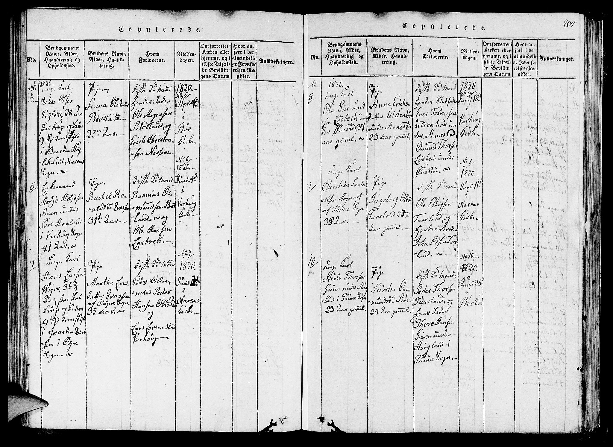 Hå sokneprestkontor, SAST/A-101801/001/30BA/L0003: Parish register (official) no. A 3, 1815-1825, p. 204