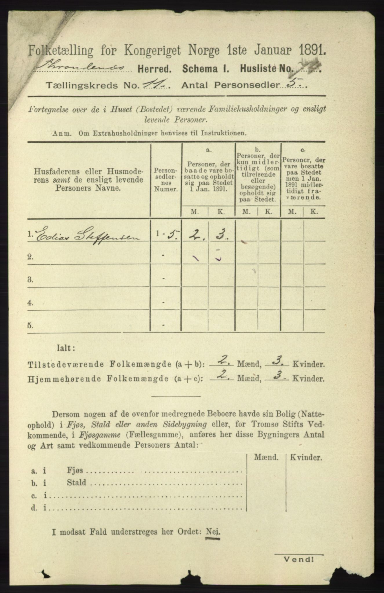 RA, 1891 census for 1914 Trondenes, 1891, p. 7996