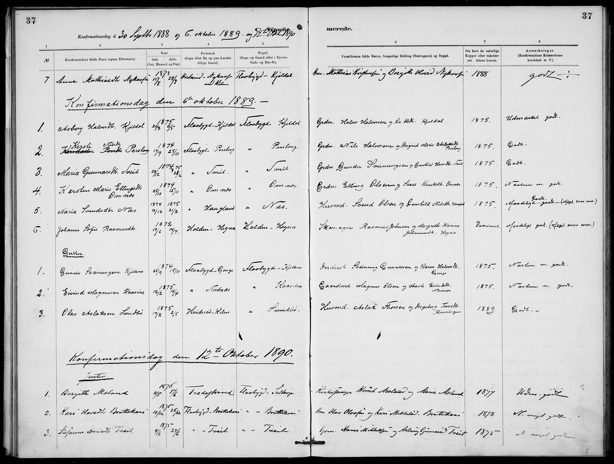Lunde kirkebøker, SAKO/A-282/F/Fb/L0003: Parish register (official) no. II 3, 1882-1891, p. 37