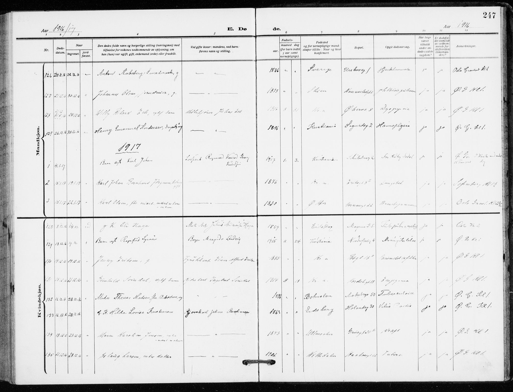 Kampen prestekontor Kirkebøker, SAO/A-10853/F/Fa/L0013: Parish register (official) no. I 13, 1917-1922, p. 247