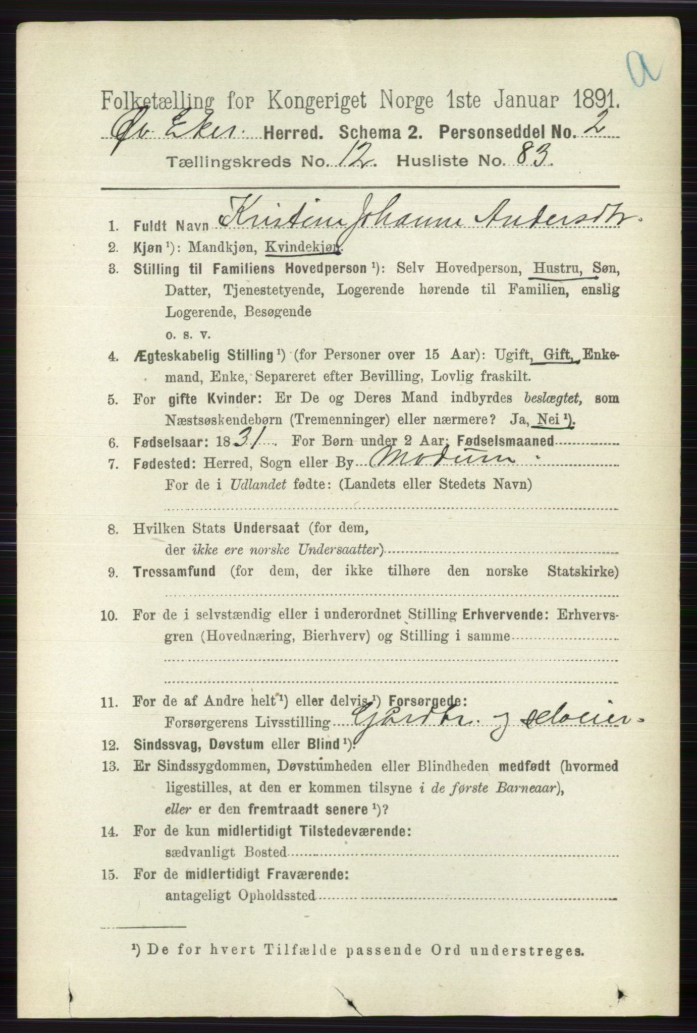 RA, 1891 census for 0624 Øvre Eiker, 1891, p. 5769