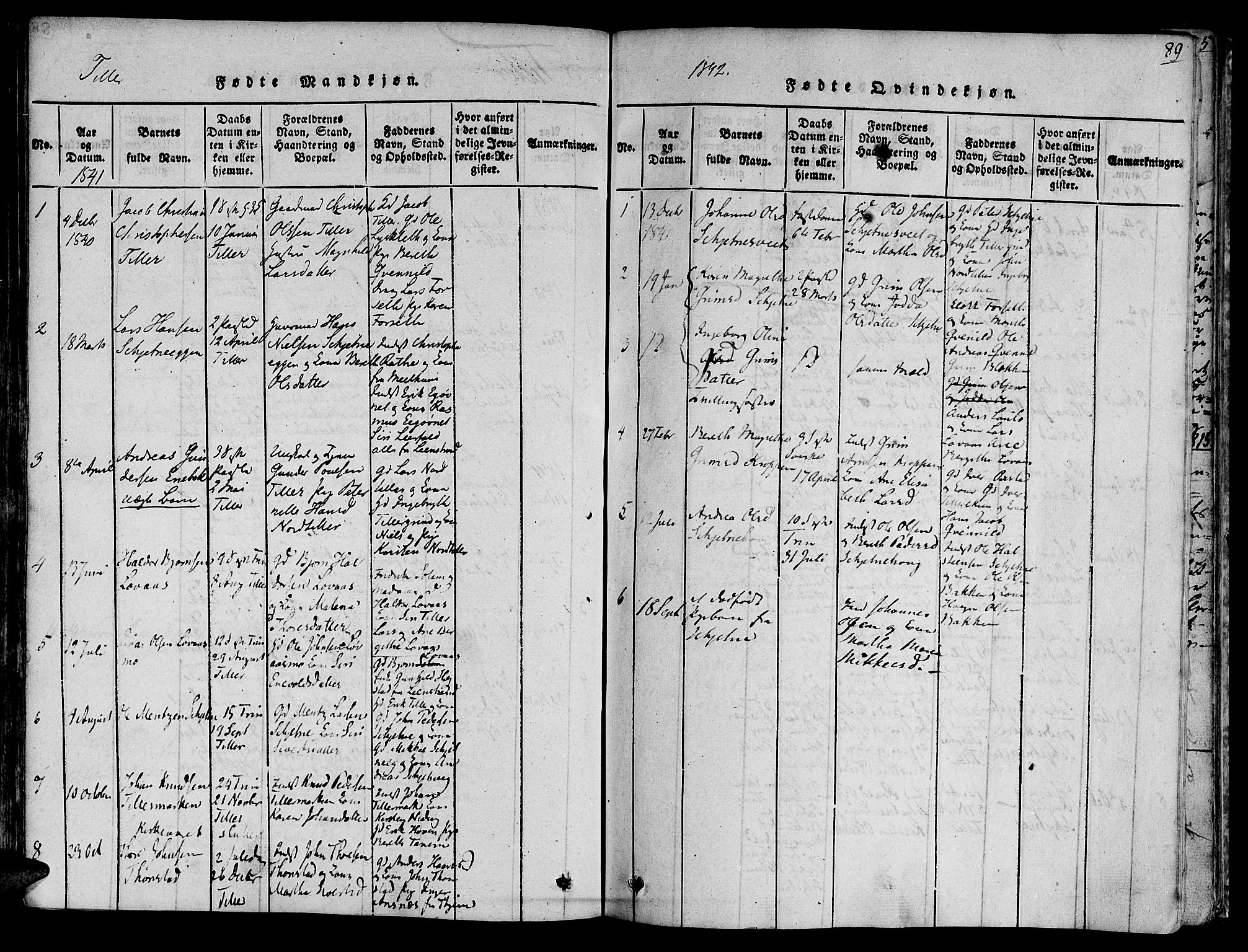 Ministerialprotokoller, klokkerbøker og fødselsregistre - Sør-Trøndelag, SAT/A-1456/618/L0440: Parish register (official) no. 618A04 /2, 1816-1843, p. 89
