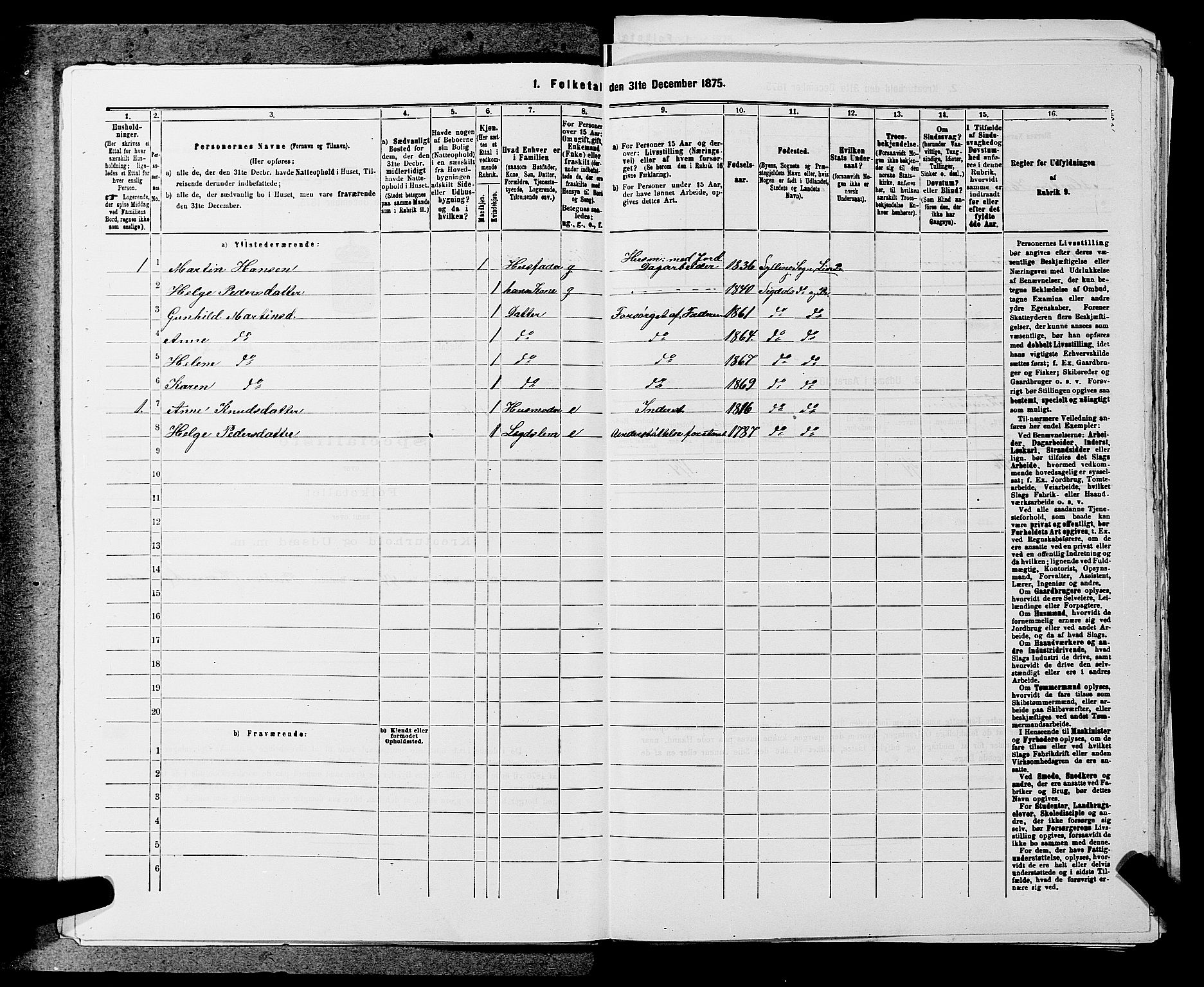 SAKO, 1875 census for 0621P Sigdal, 1875, p. 316