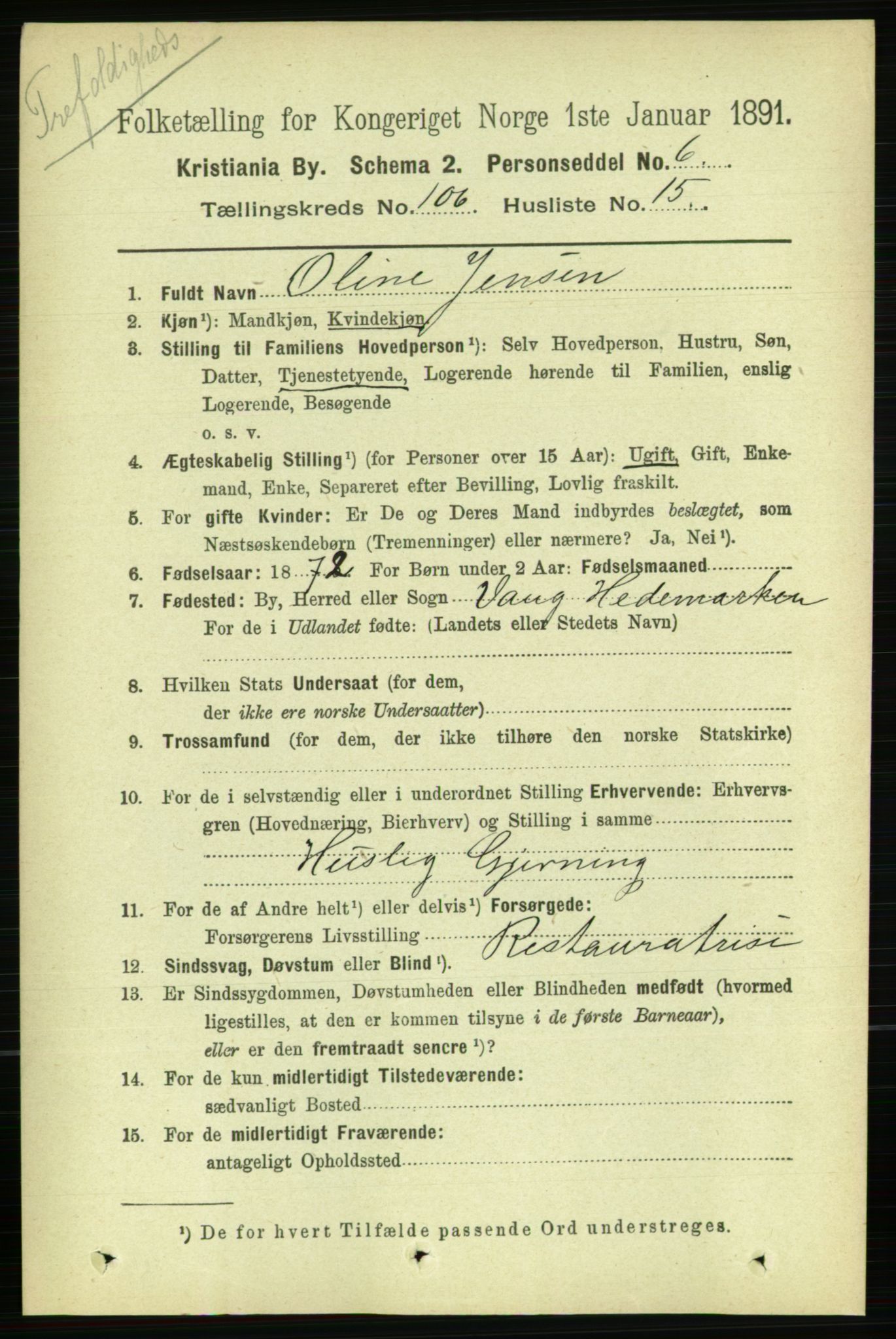 RA, 1891 census for 0301 Kristiania, 1891, p. 54240