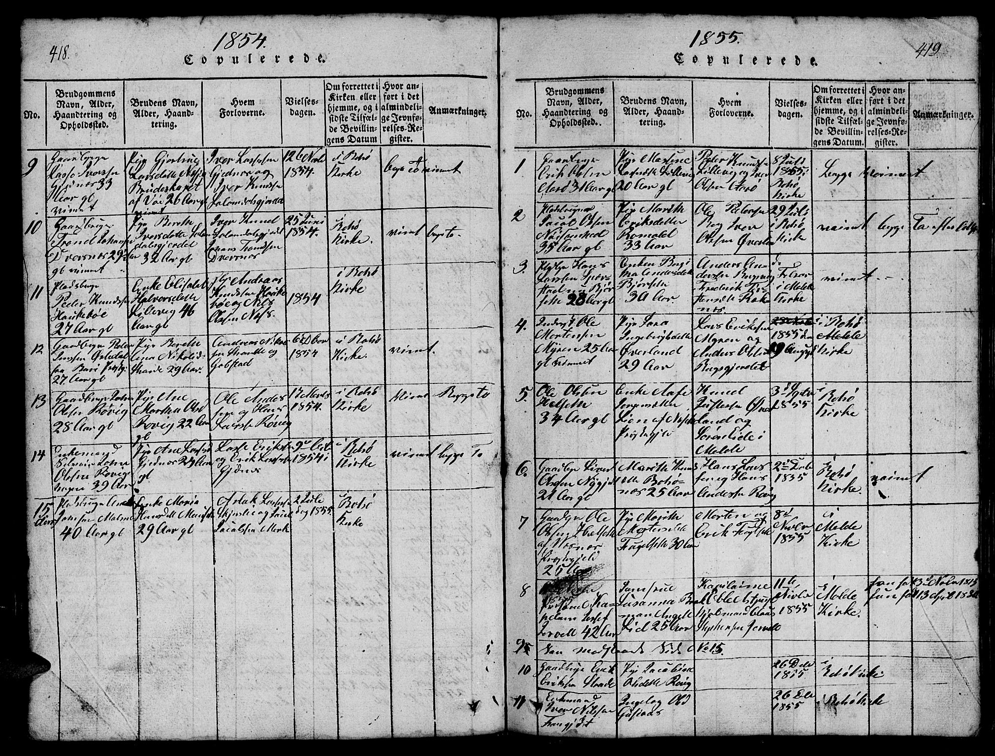 Ministerialprotokoller, klokkerbøker og fødselsregistre - Møre og Romsdal, SAT/A-1454/555/L0665: Parish register (copy) no. 555C01, 1818-1868, p. 418-419