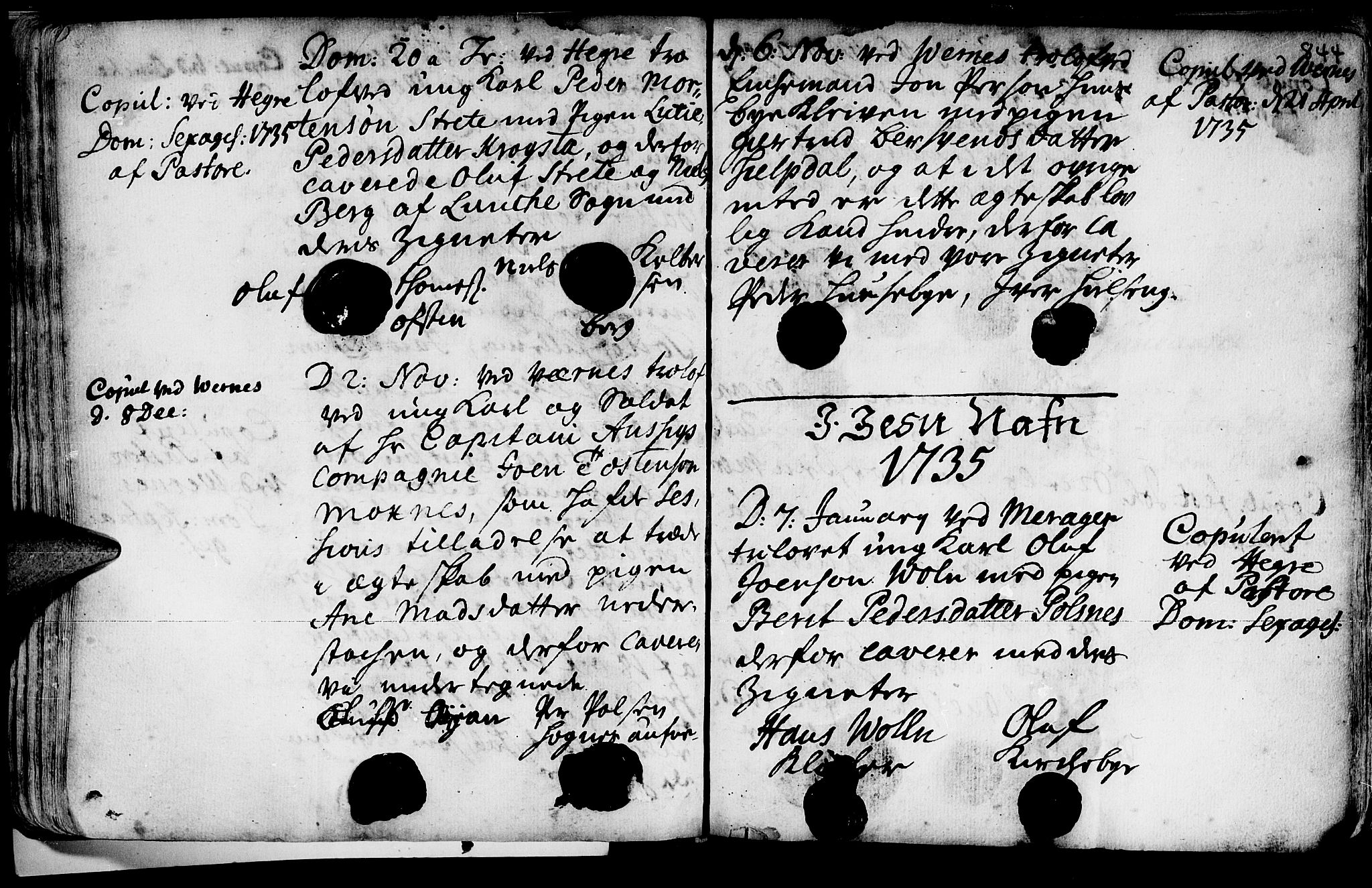 Ministerialprotokoller, klokkerbøker og fødselsregistre - Nord-Trøndelag, SAT/A-1458/709/L0055: Parish register (official) no. 709A03, 1730-1739, p. 843-844