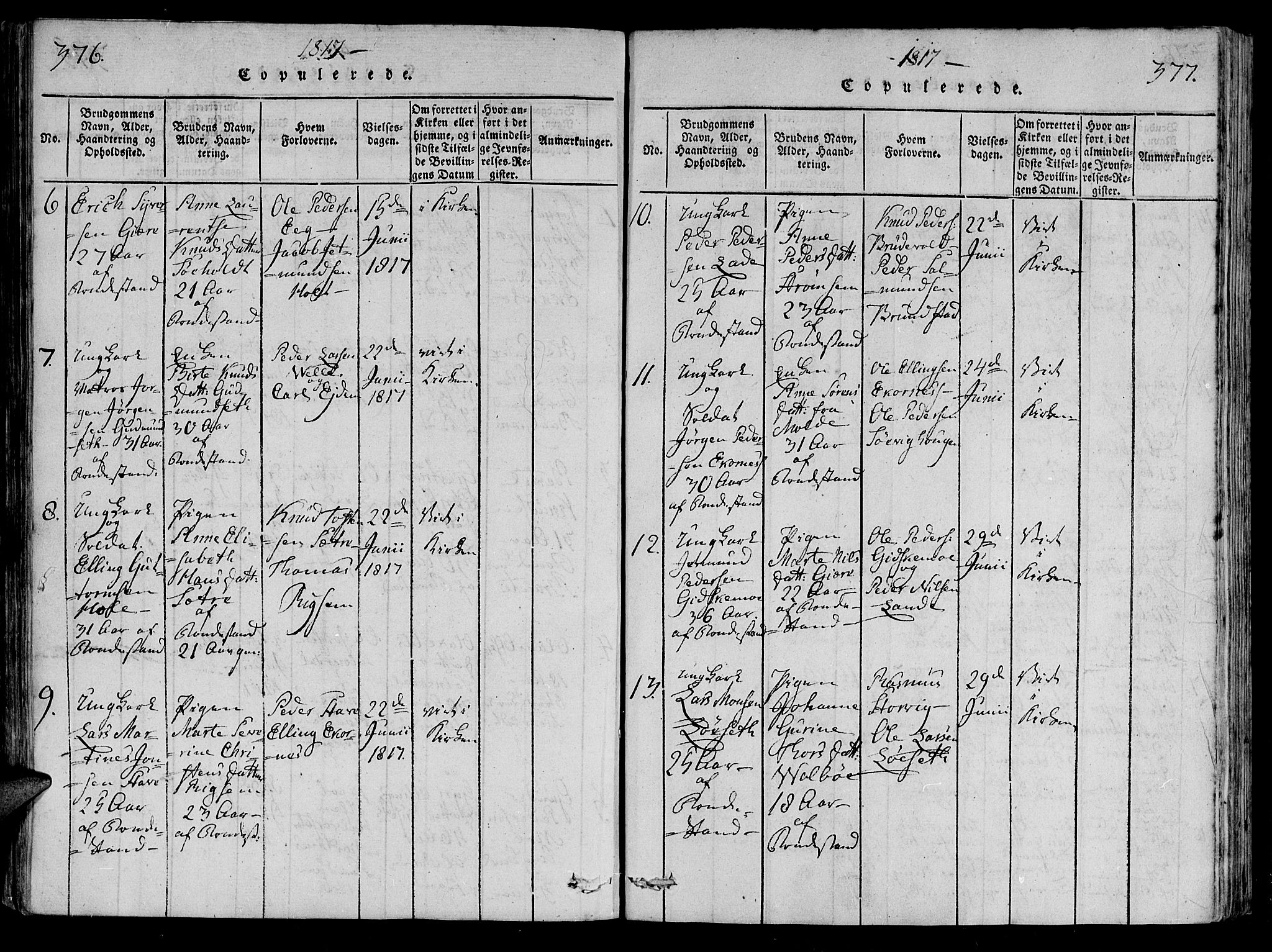 Ministerialprotokoller, klokkerbøker og fødselsregistre - Møre og Romsdal, SAT/A-1454/522/L0310: Parish register (official) no. 522A05, 1816-1832, p. 376-377