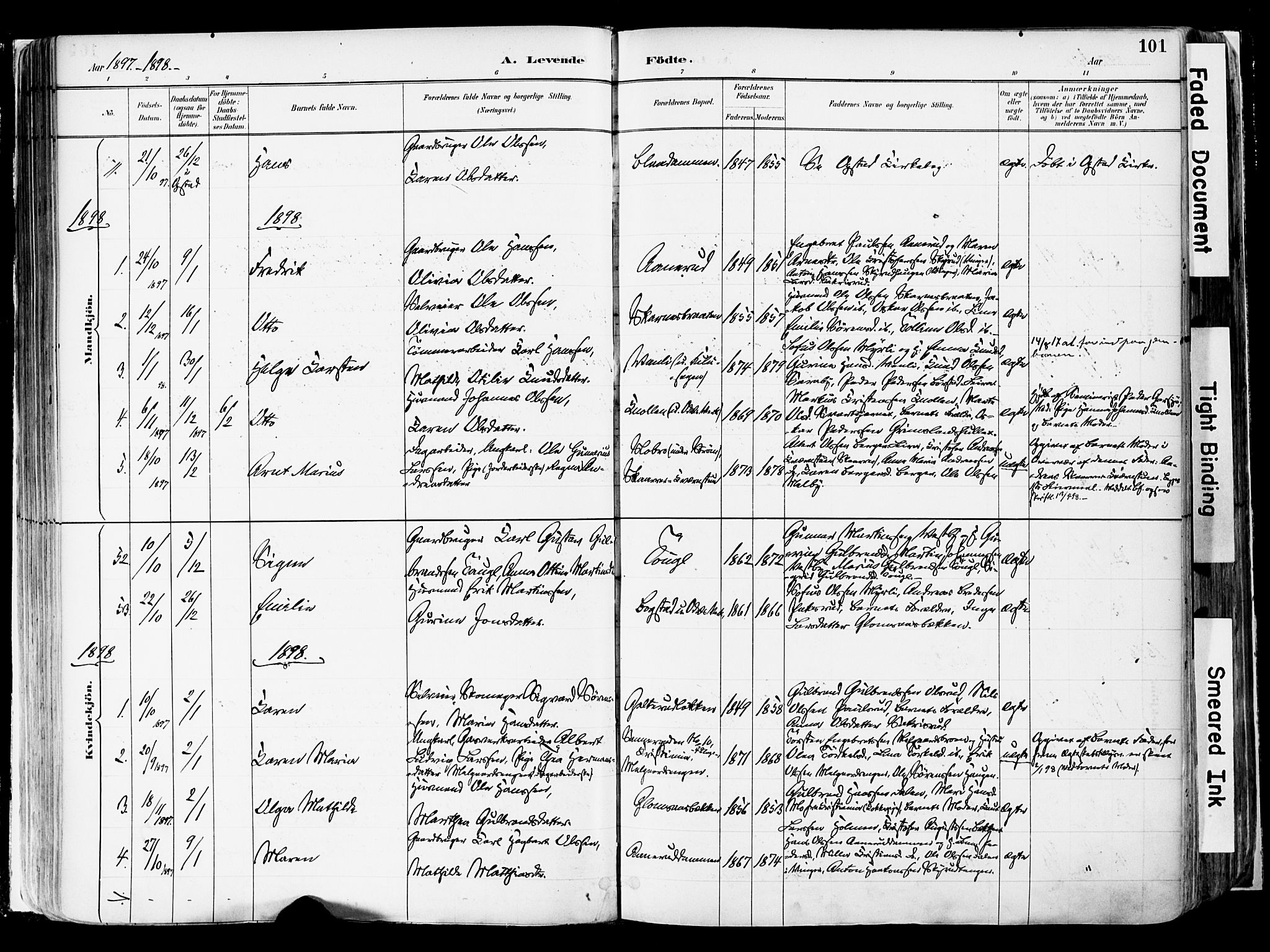 Sør-Odal prestekontor, AV/SAH-PREST-030/H/Ha/Haa/L0006: Parish register (official) no. 6, 1886-1931, p. 101