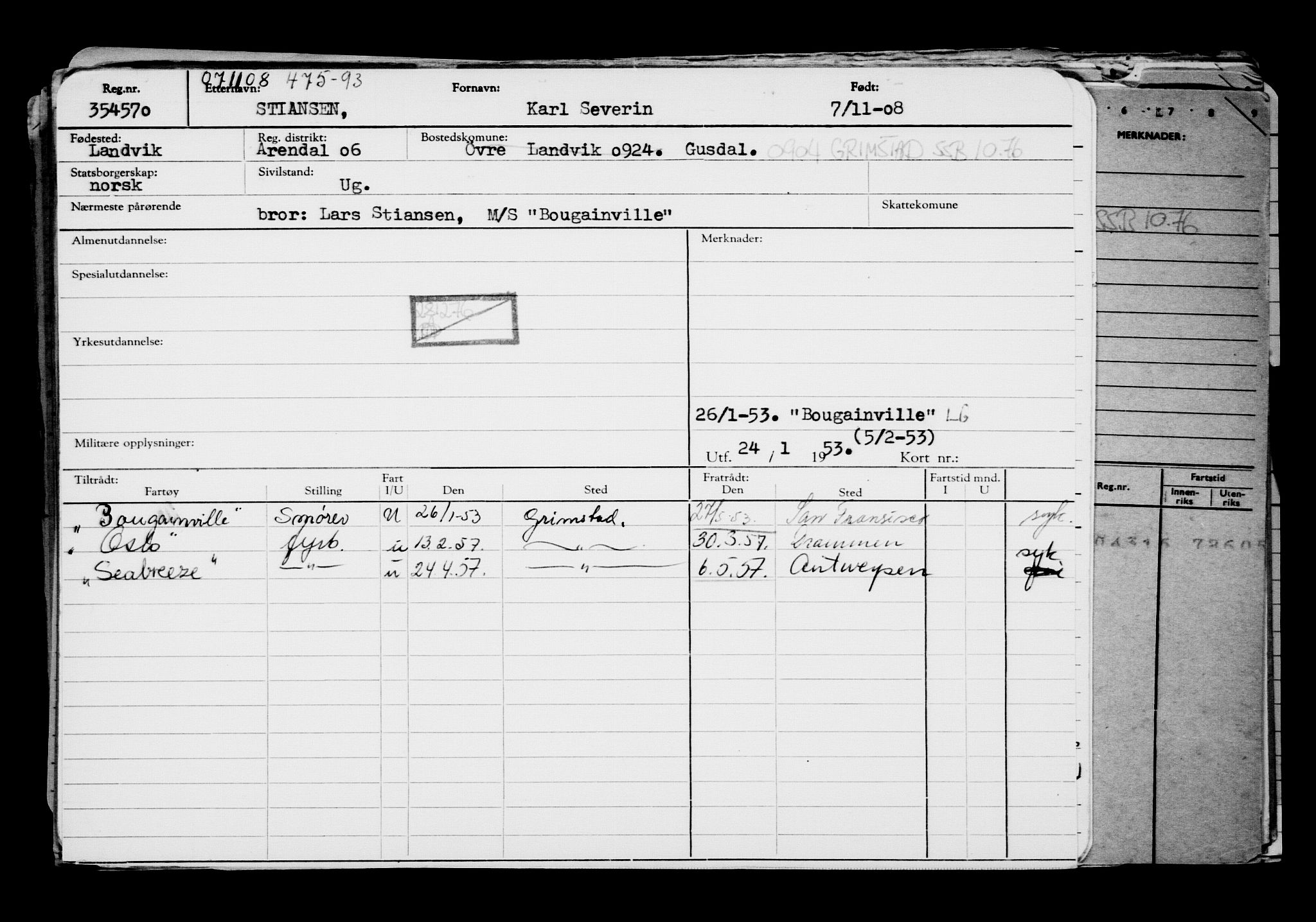 Direktoratet for sjømenn, AV/RA-S-3545/G/Gb/L0080: Hovedkort, 1908, p. 91