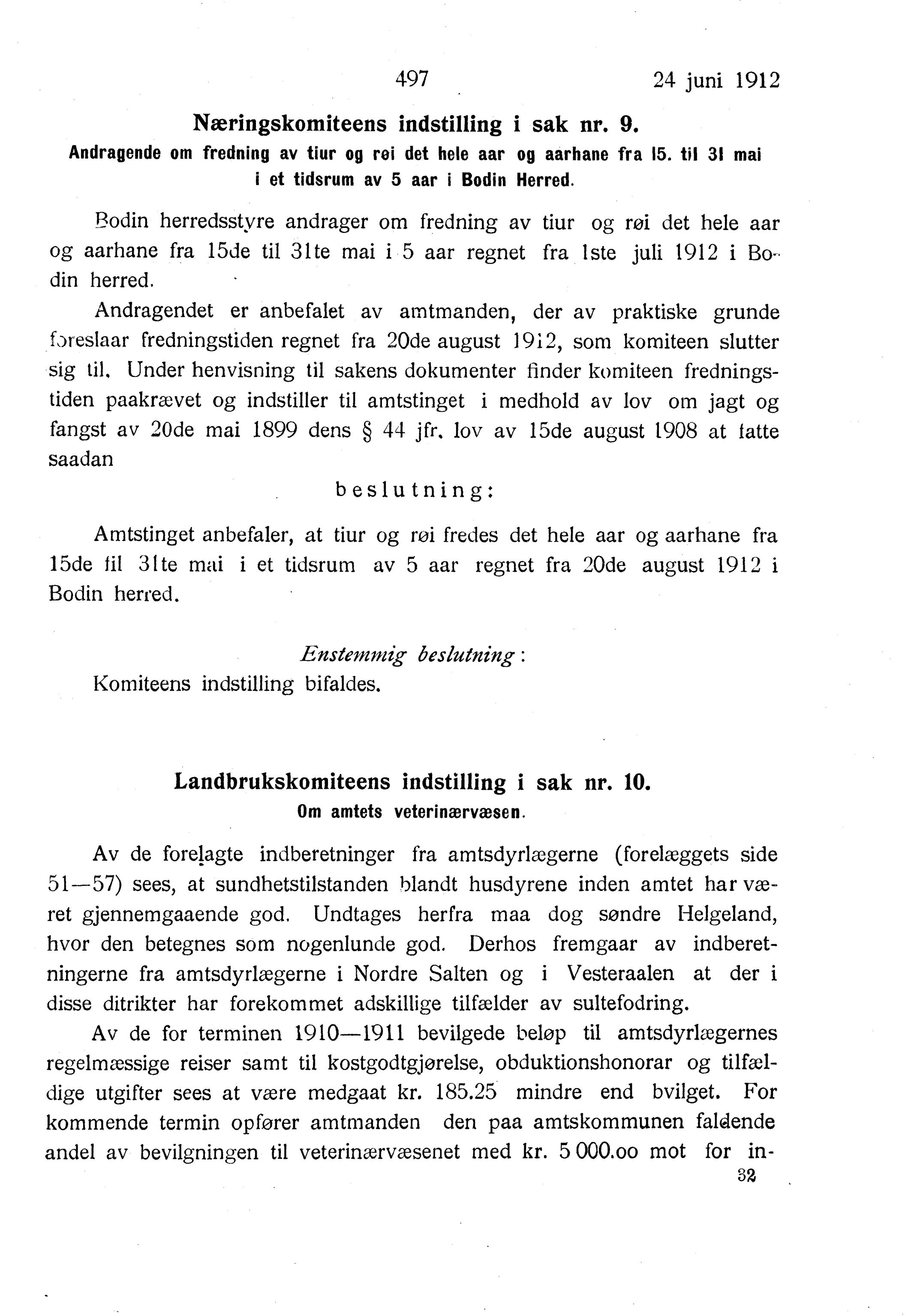 Nordland Fylkeskommune. Fylkestinget, AIN/NFK-17/176/A/Ac/L0035: Fylkestingsforhandlinger 1912, 1912