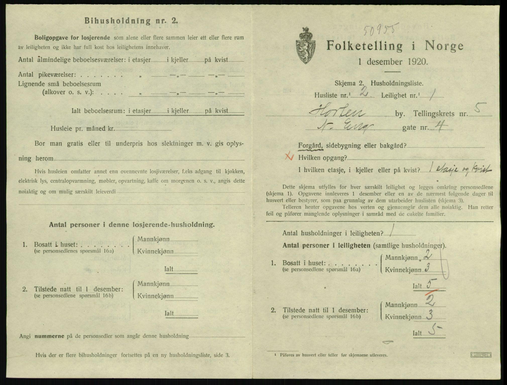 SAKO, 1920 census for Horten, 1920, p. 5635