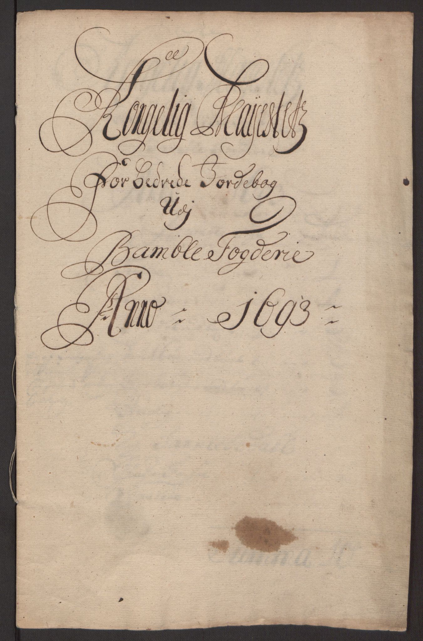 Rentekammeret inntil 1814, Reviderte regnskaper, Fogderegnskap, RA/EA-4092/R34/L2052: Fogderegnskap Bamble, 1692-1693, p. 296