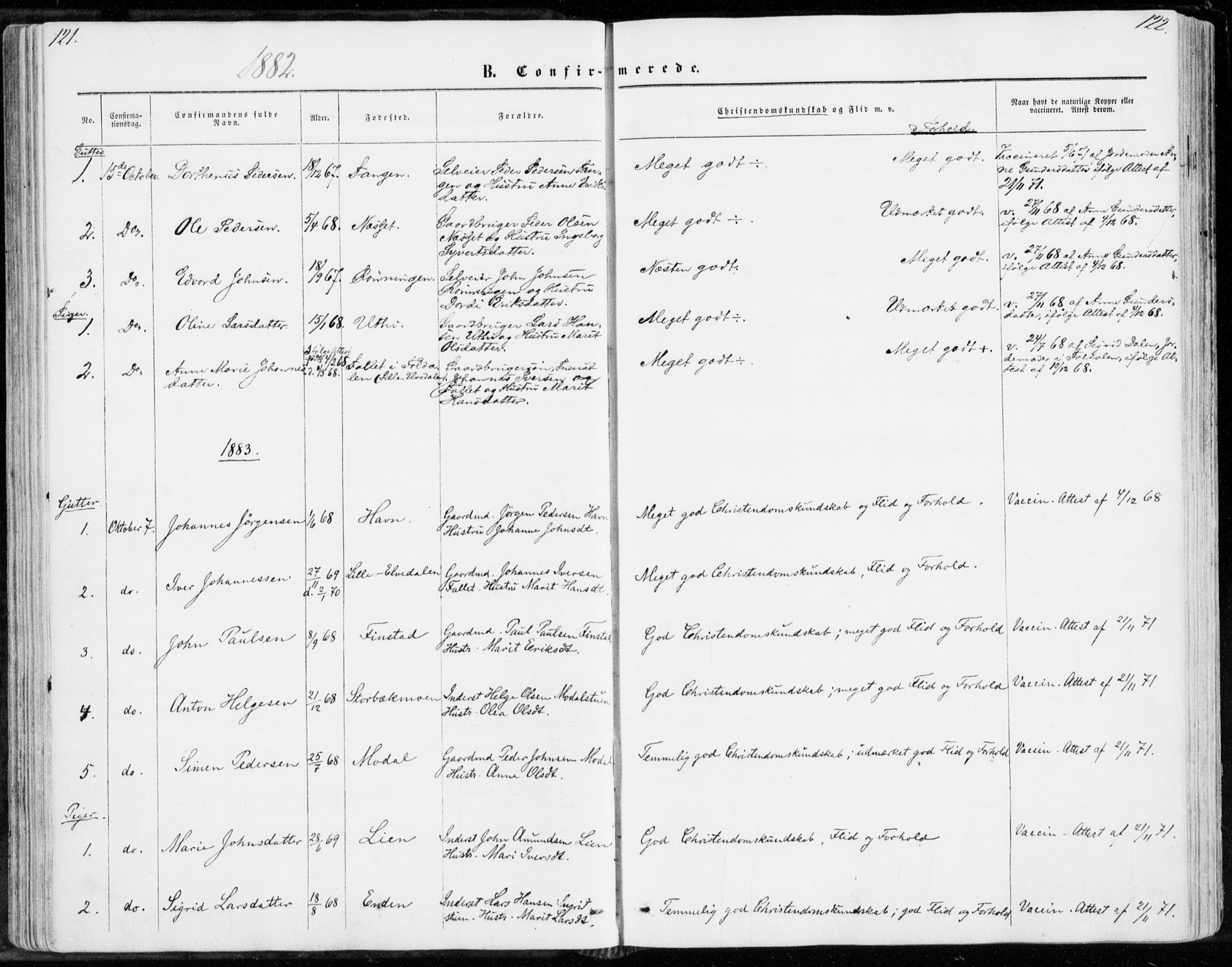 Sollia prestekontor, AV/SAH-PREST-050/H/Ha/Haa/L0001: Parish register (official) no. 1, 1856-1885, p. 121-122