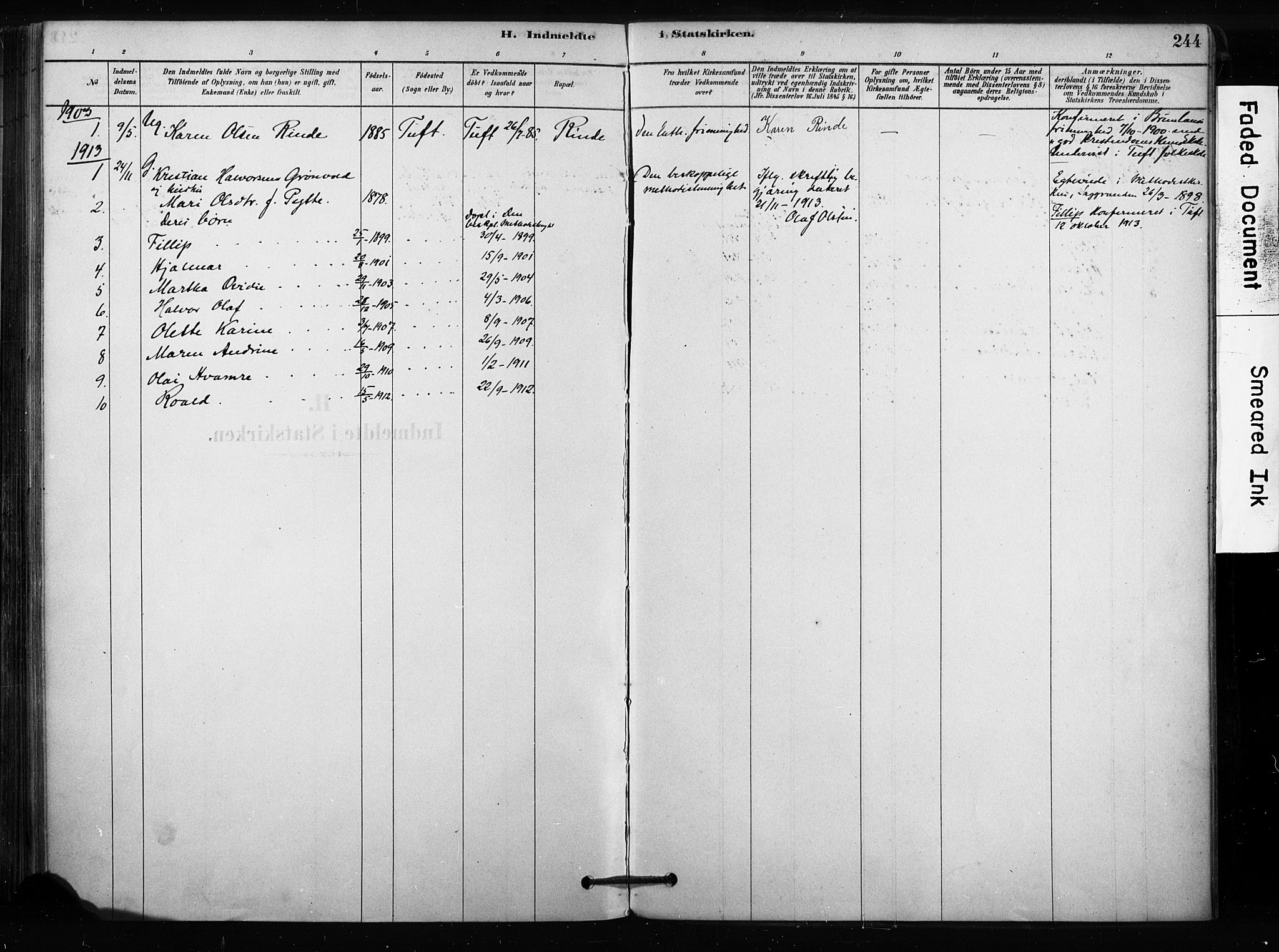 Sandsvær kirkebøker, SAKO/A-244/F/Fc/L0001: Parish register (official) no. III 1, 1878-1923, p. 244