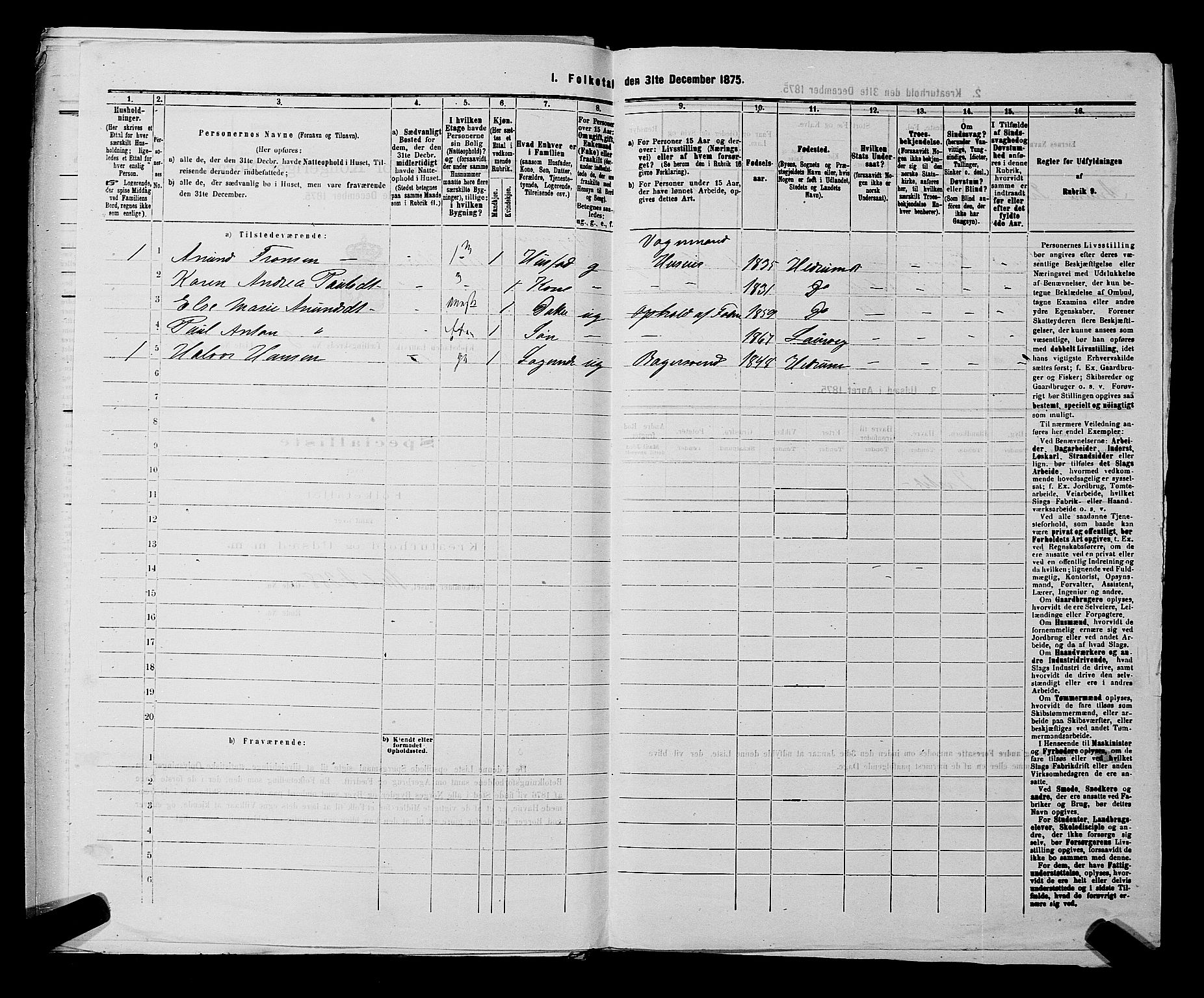 SAKO, 1875 census for 0707P Larvik, 1875, p. 748