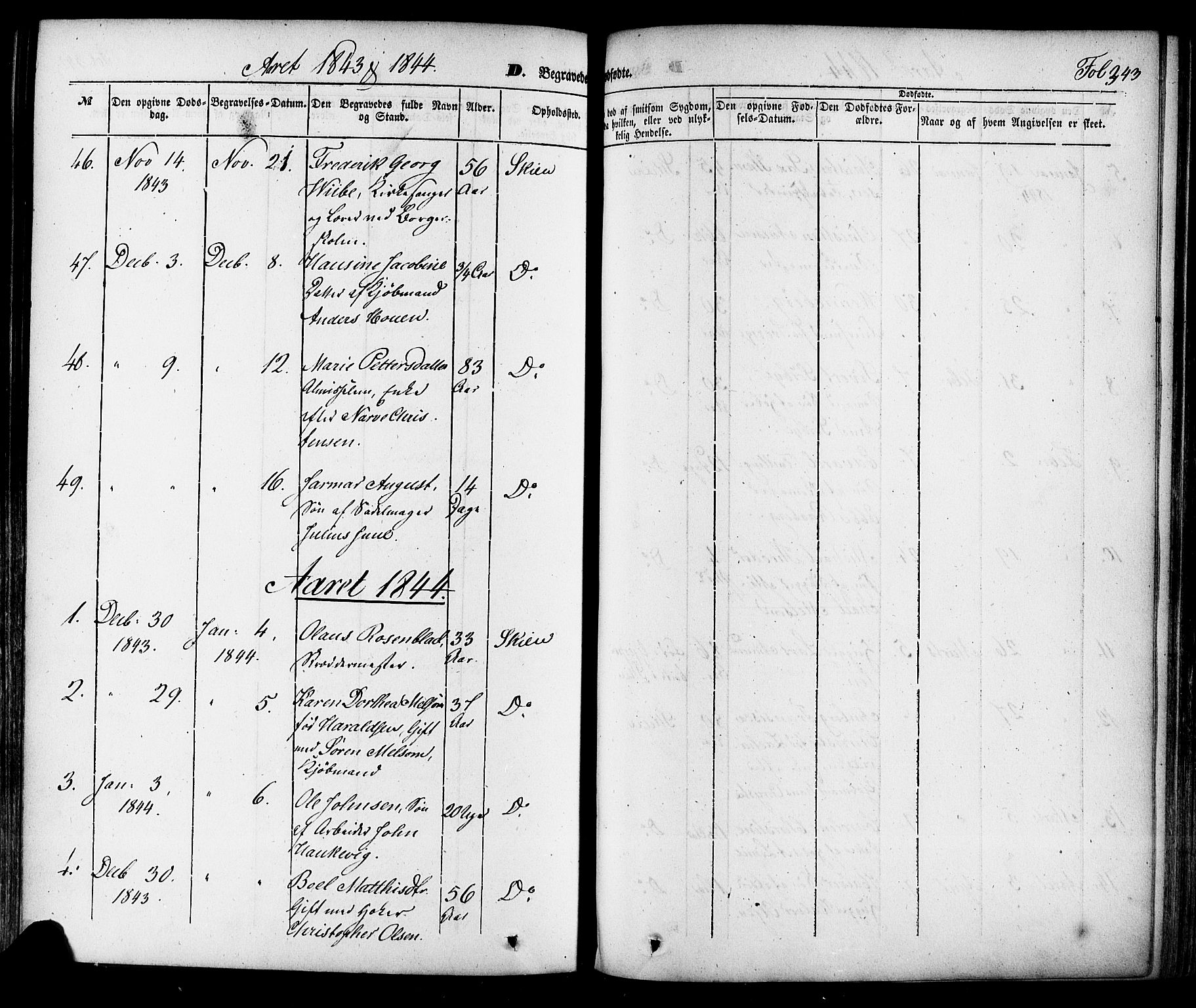 Skien kirkebøker, SAKO/A-302/F/Fa/L0006a: Parish register (official) no. 6A, 1843-1856, p. 343