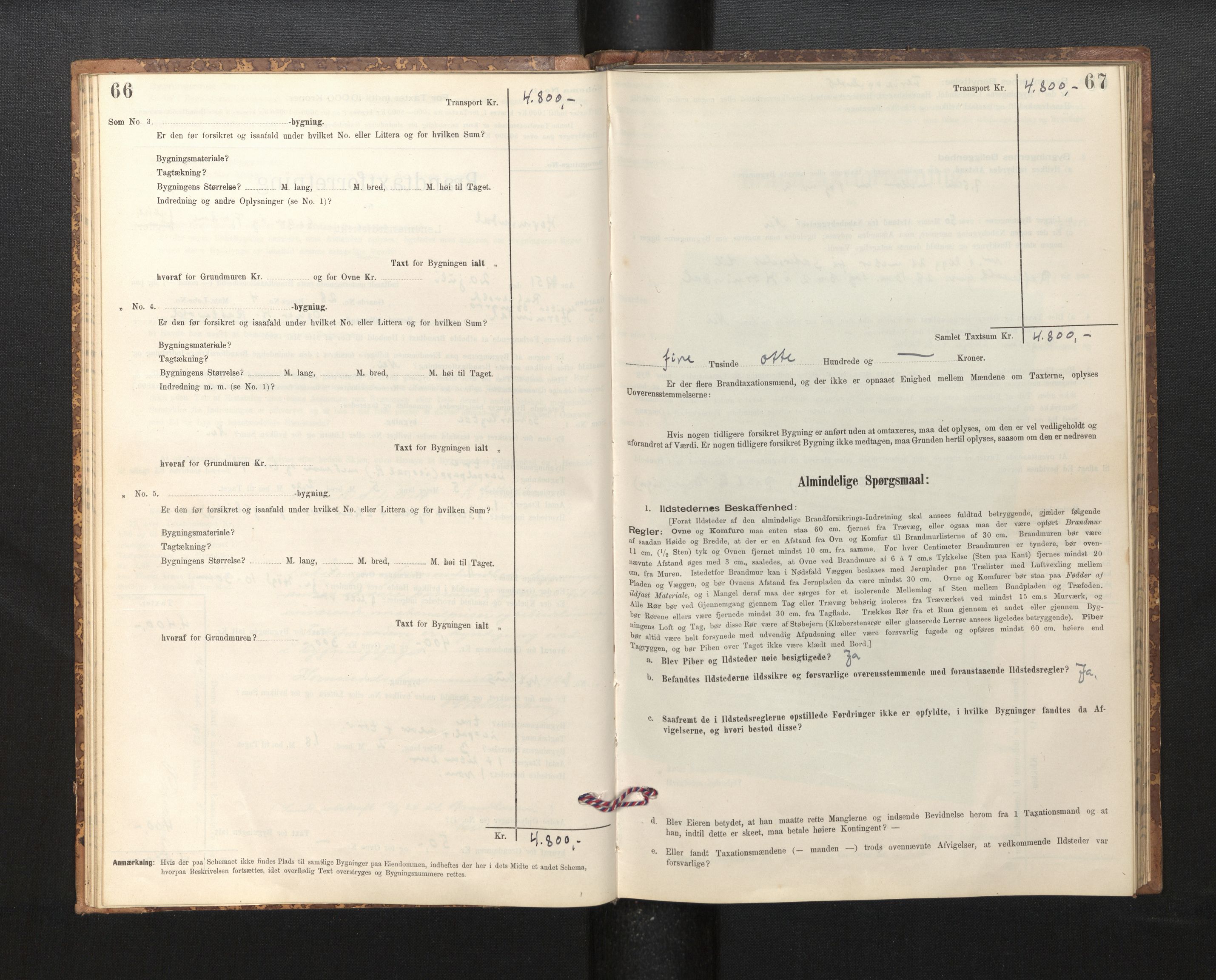 Lensmannen i Hornindal, SAB/A-28201/0012/L0001: Branntakstprotokoll, skjematakst, 1895-1951, p. 66-67