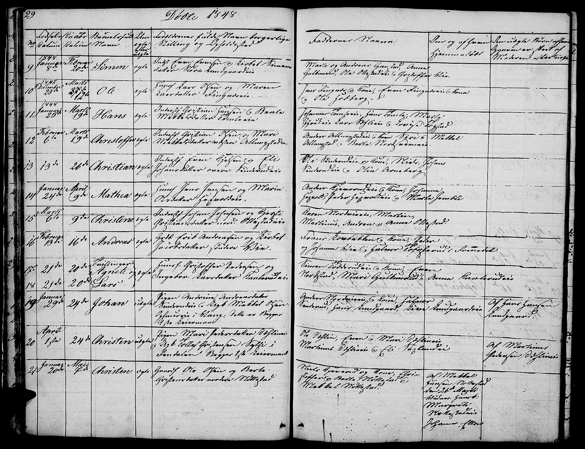 Stange prestekontor, AV/SAH-PREST-002/L/L0002: Parish register (copy) no. 2, 1838-1879, p. 29