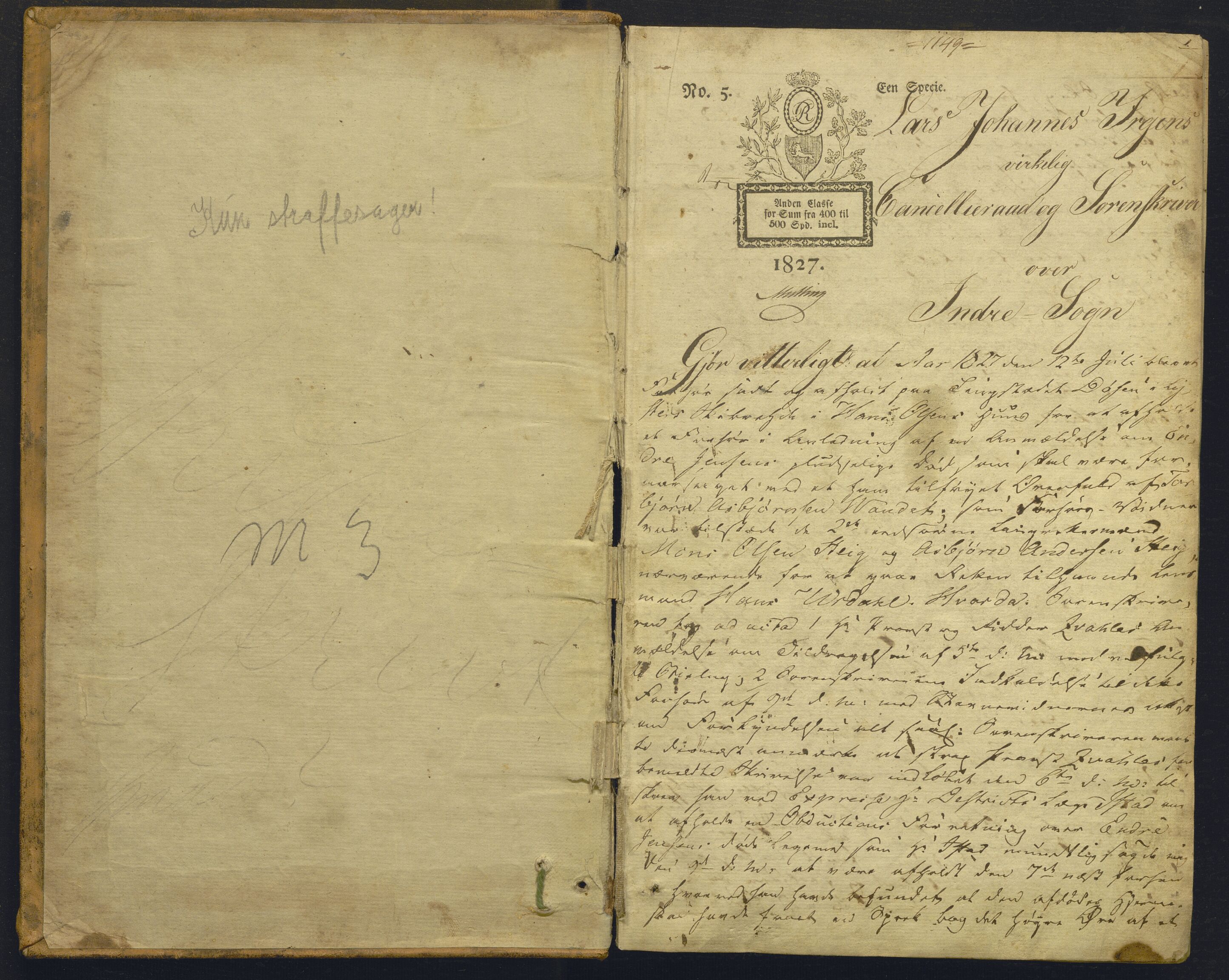Indre Sogn tingrett, AV/SAB-A-3301/1/F/Fb/Fbc/L0003: Offentlege saker, Ba 3, 1827-1838, p. 1a