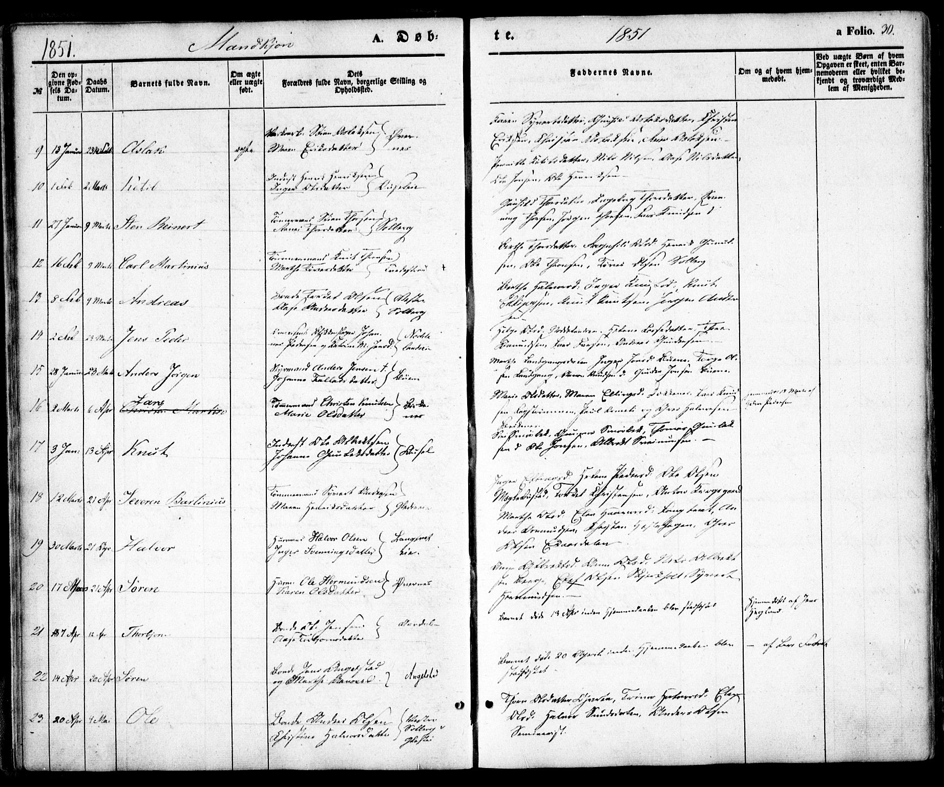 Holt sokneprestkontor, AV/SAK-1111-0021/F/Fa/L0008: Parish register (official) no. A 8, 1849-1860, p. 30