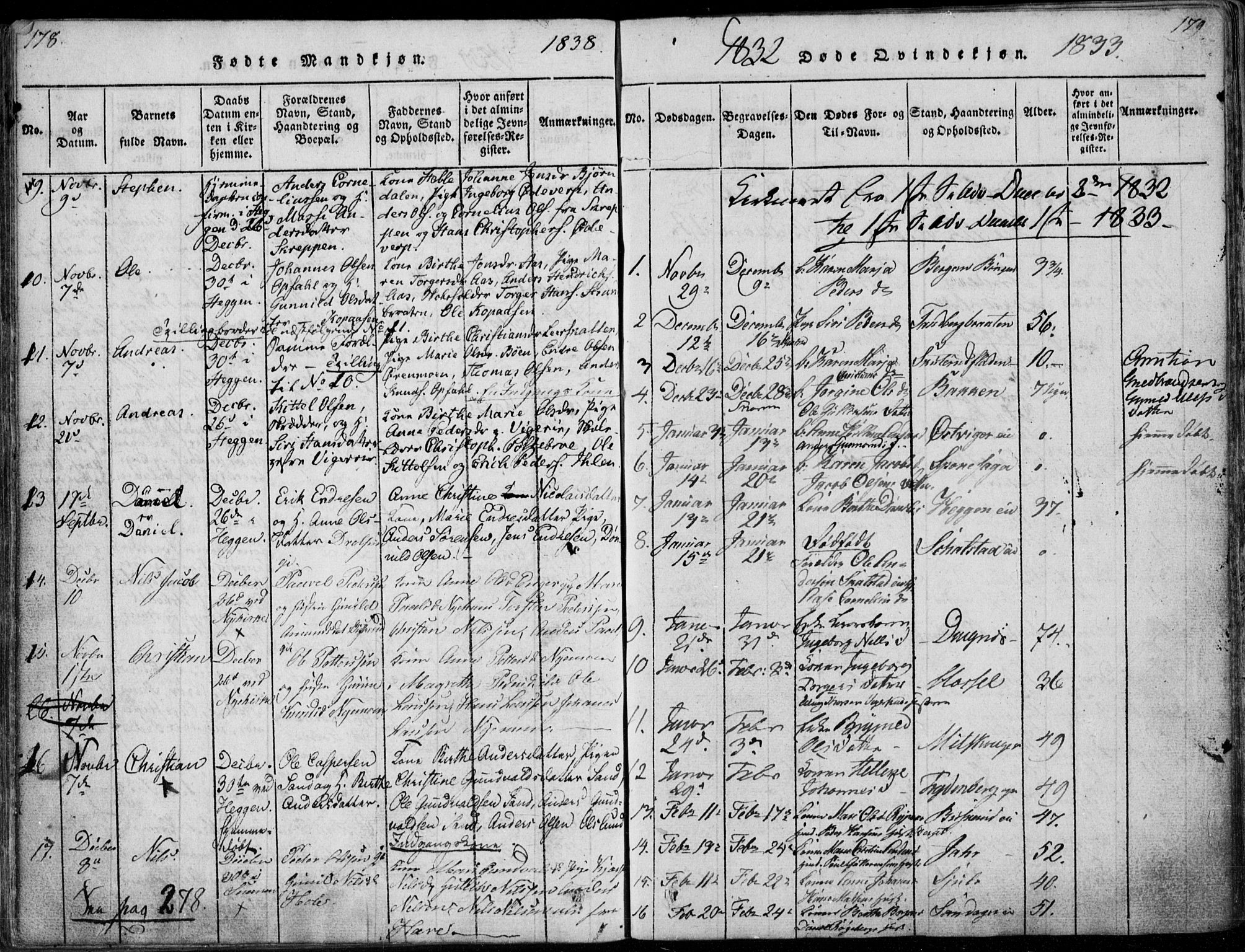 Modum kirkebøker, SAKO/A-234/F/Fa/L0006: Parish register (official) no. 6, 1832-1841, p. 178-179