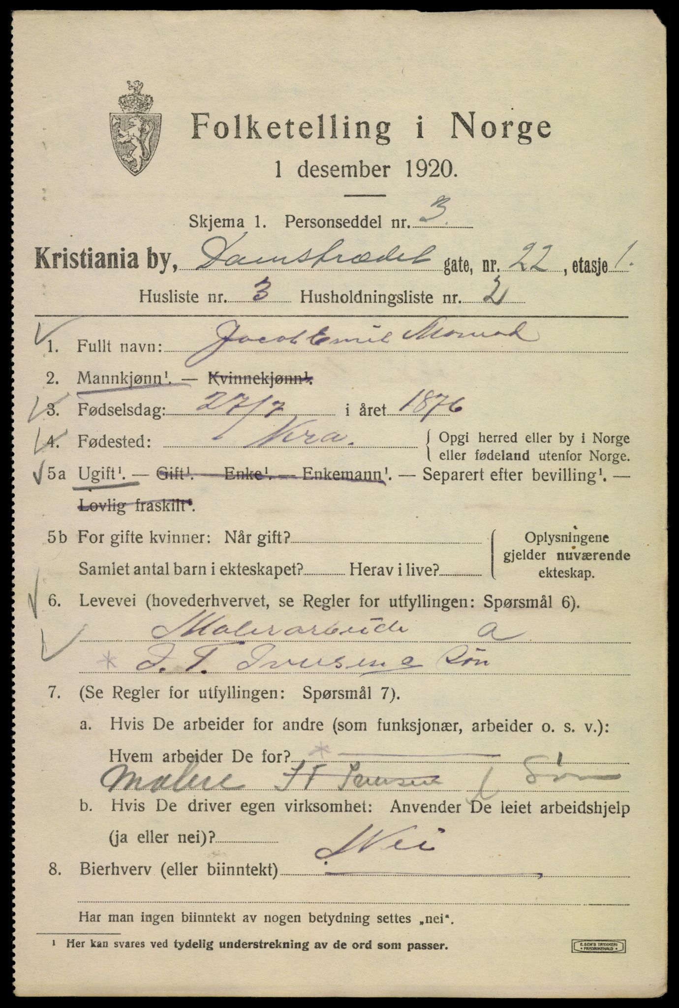 SAO, 1920 census for Kristiania, 1920, p. 194451