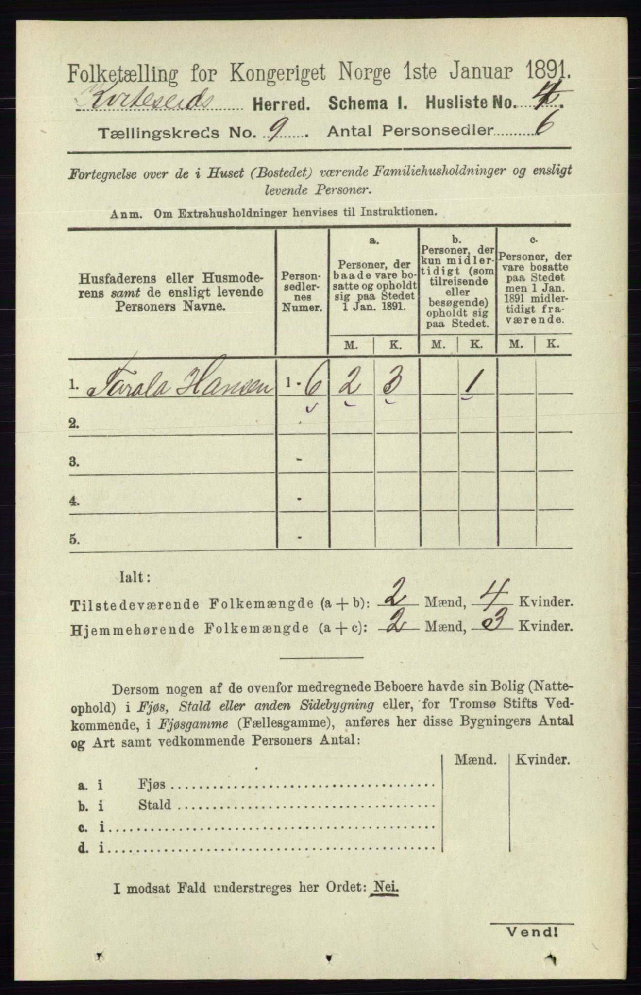 RA, 1891 census for 0829 Kviteseid, 1891, p. 1949