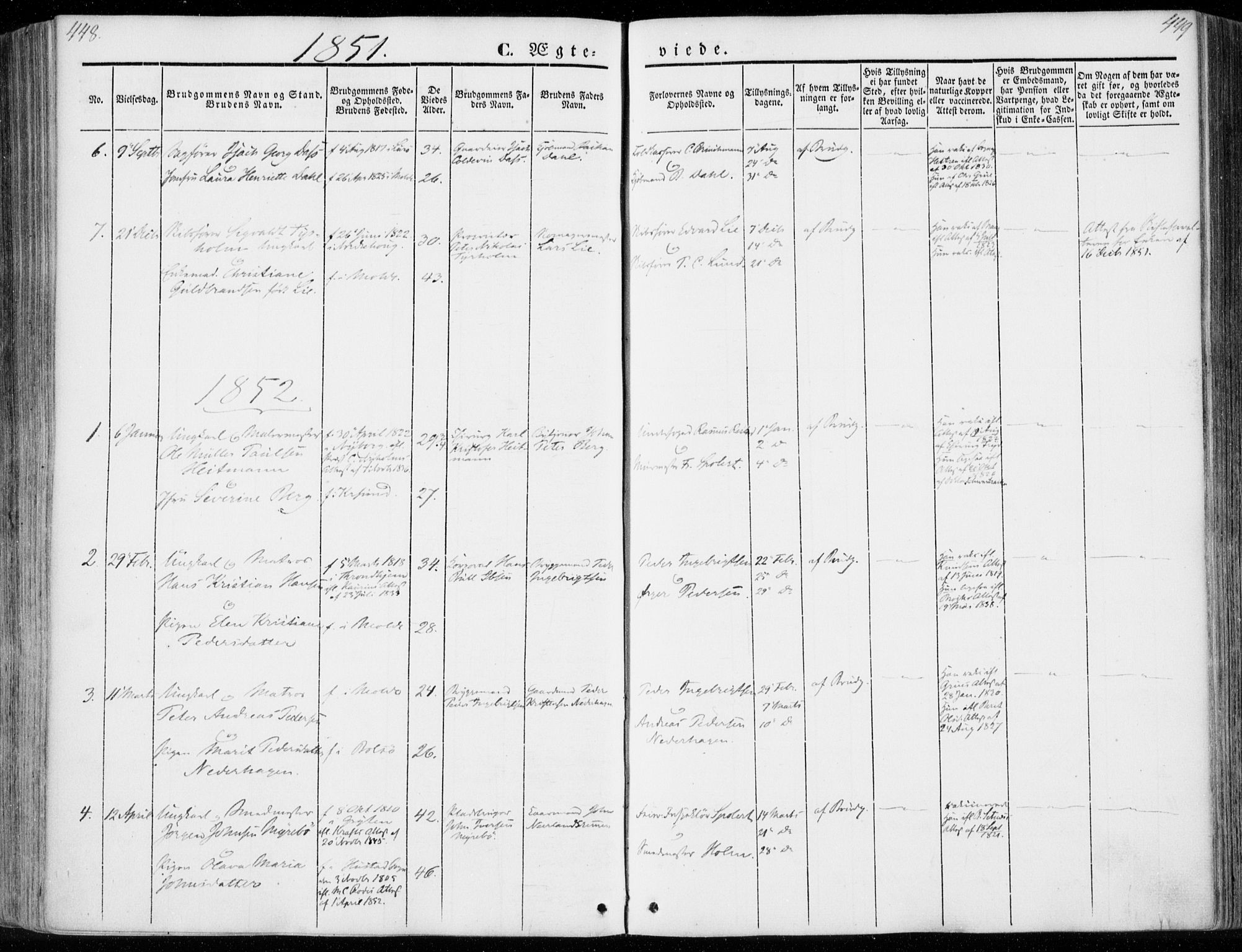 Ministerialprotokoller, klokkerbøker og fødselsregistre - Møre og Romsdal, AV/SAT-A-1454/558/L0689: Parish register (official) no. 558A03, 1843-1872, p. 448-449