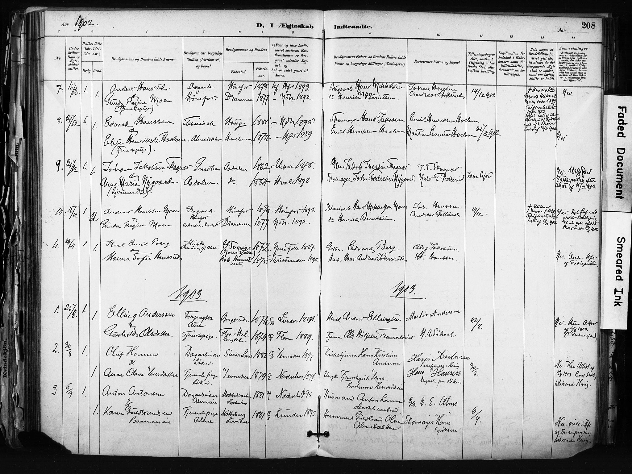 Hønefoss kirkebøker, SAKO/A-609/F/Fa/L0002: Parish register (official) no. 2, 1887-1906, p. 208