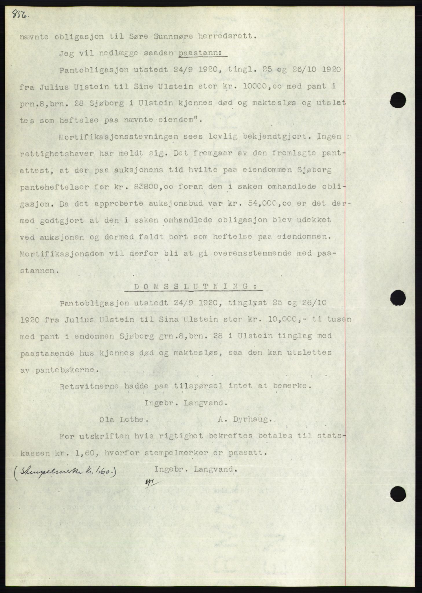 Søre Sunnmøre sorenskriveri, AV/SAT-A-4122/1/2/2C/L0047: Mortgage book no. 41, 1927-1928, Deed date: 24.03.1928