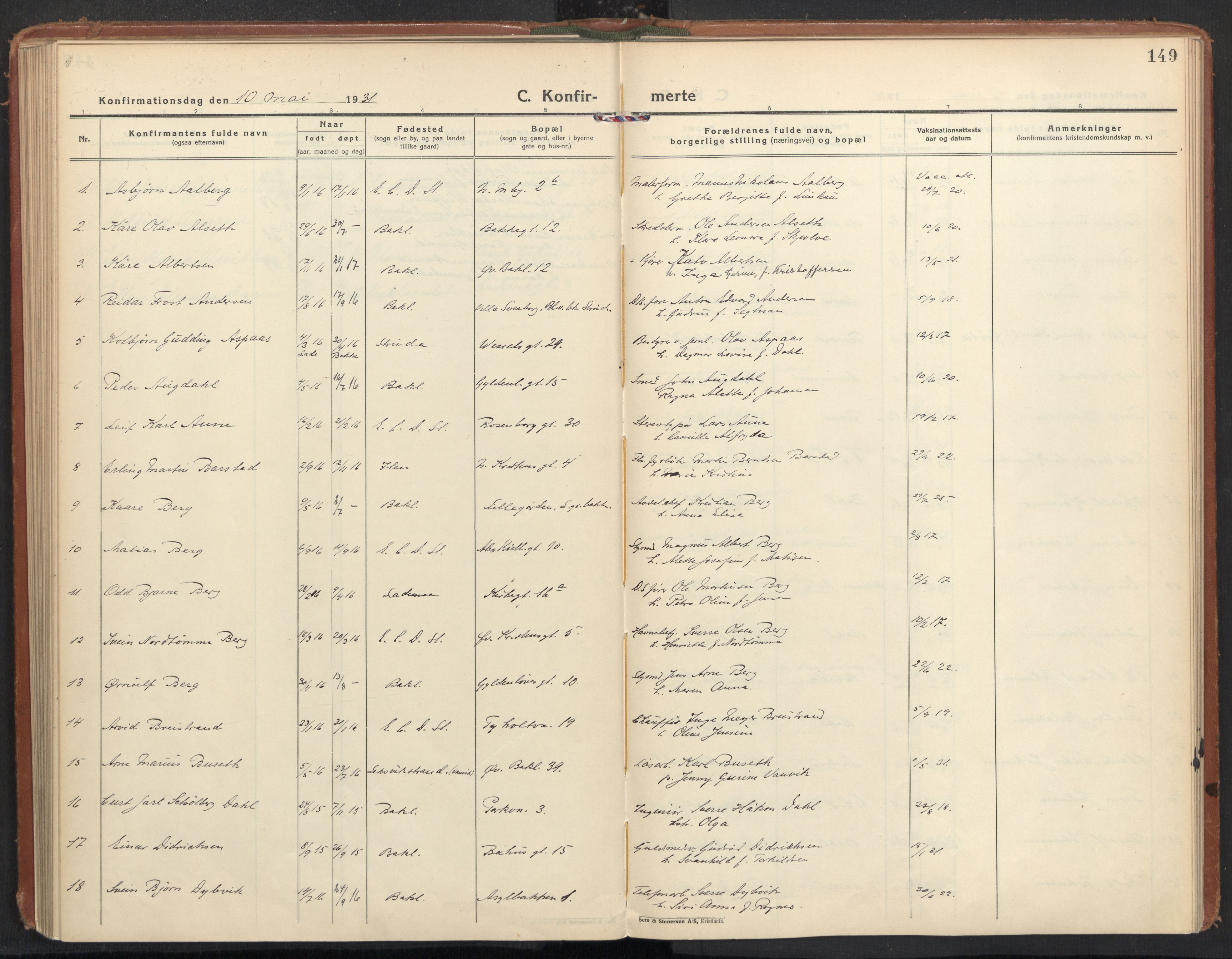 Ministerialprotokoller, klokkerbøker og fødselsregistre - Sør-Trøndelag, SAT/A-1456/604/L0208: Parish register (official) no. 604A28, 1923-1937, p. 149